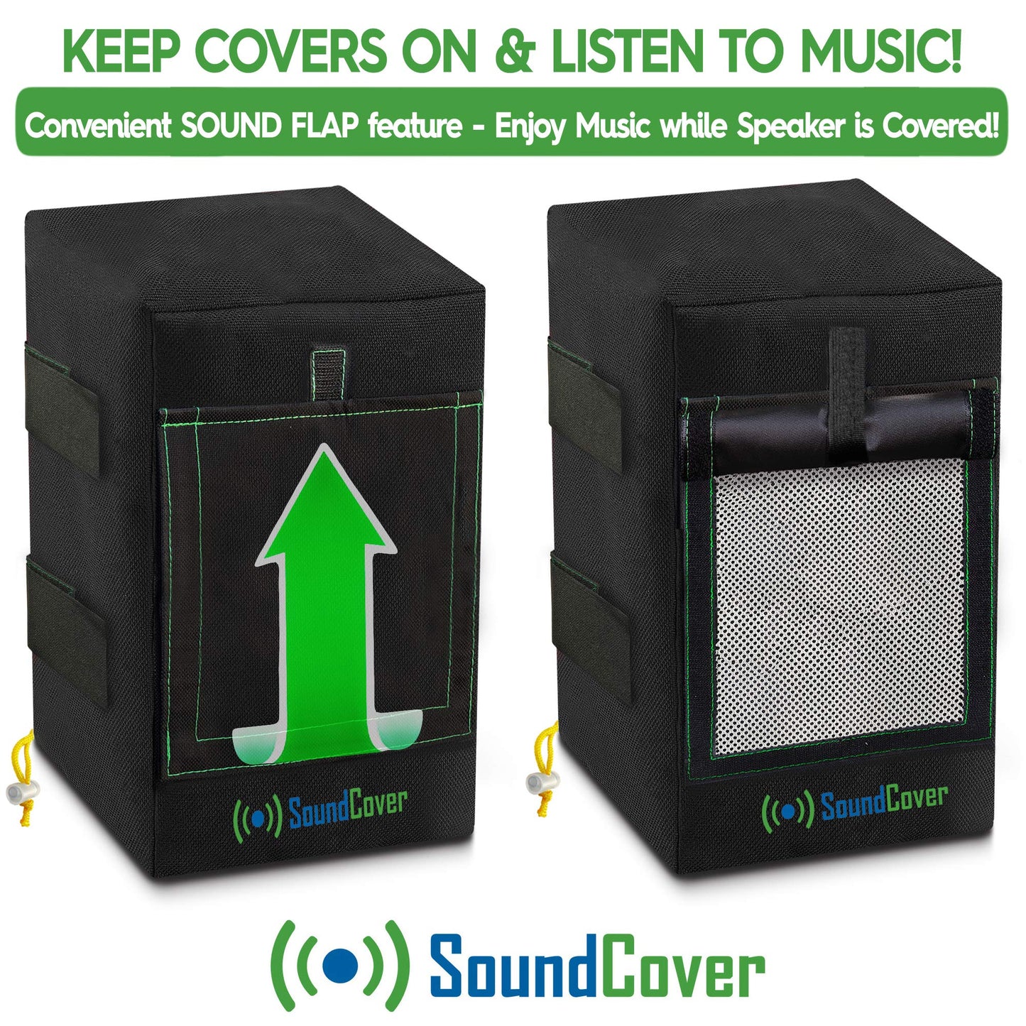 Dos cubiertas de altavoces negras impermeables 600D para altavoces montados en soporte C – Se adapta a Klipsch AW-650, Polk Atrium 8 SDI, tecnología definitiva AW 6500 (dimensiones máximas: 15