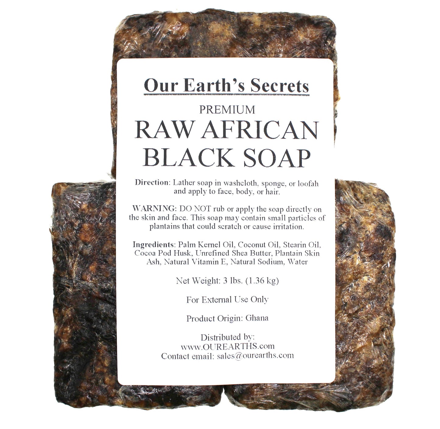 Our Earth's Secrets Raw African Black Soap, 3 Lbs
