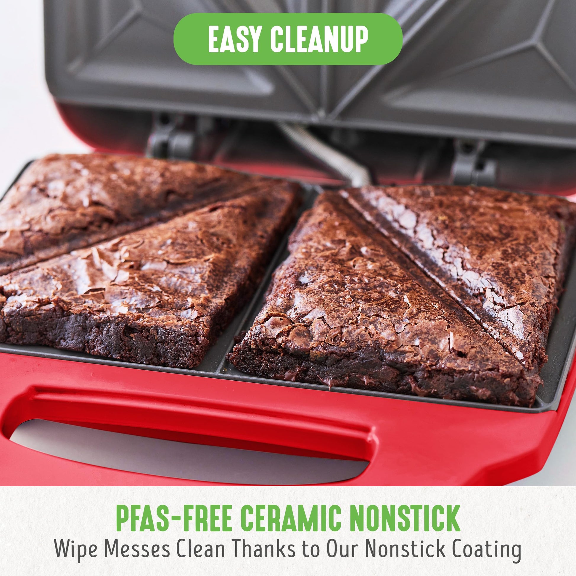 GreenLife Pro - Parrilla eléctrica Panini Press y sandwichera, placas antiadherentes de cerámica saludables, luz indicadora fácil, sin PFAS, rojo