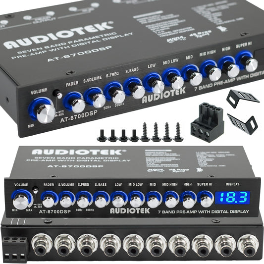 Ecualizador de Audio de Coche Audiotek 8700DSP Negro con 7 Bandas y Salida RCA Chapada en Oro