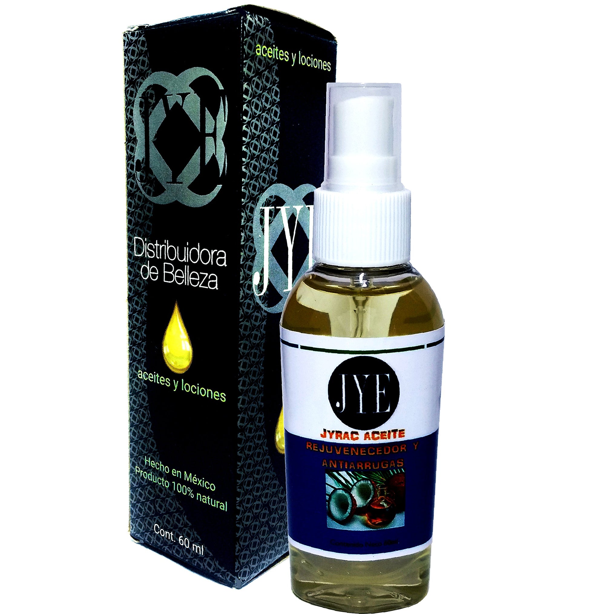 JYE Aceite de Coco JYE, Argan, Colágeno Natural Aceite natural de coco para Cuidado de la piel, tratamiento Antiarrugas, antiedad. Set de 3 frascos