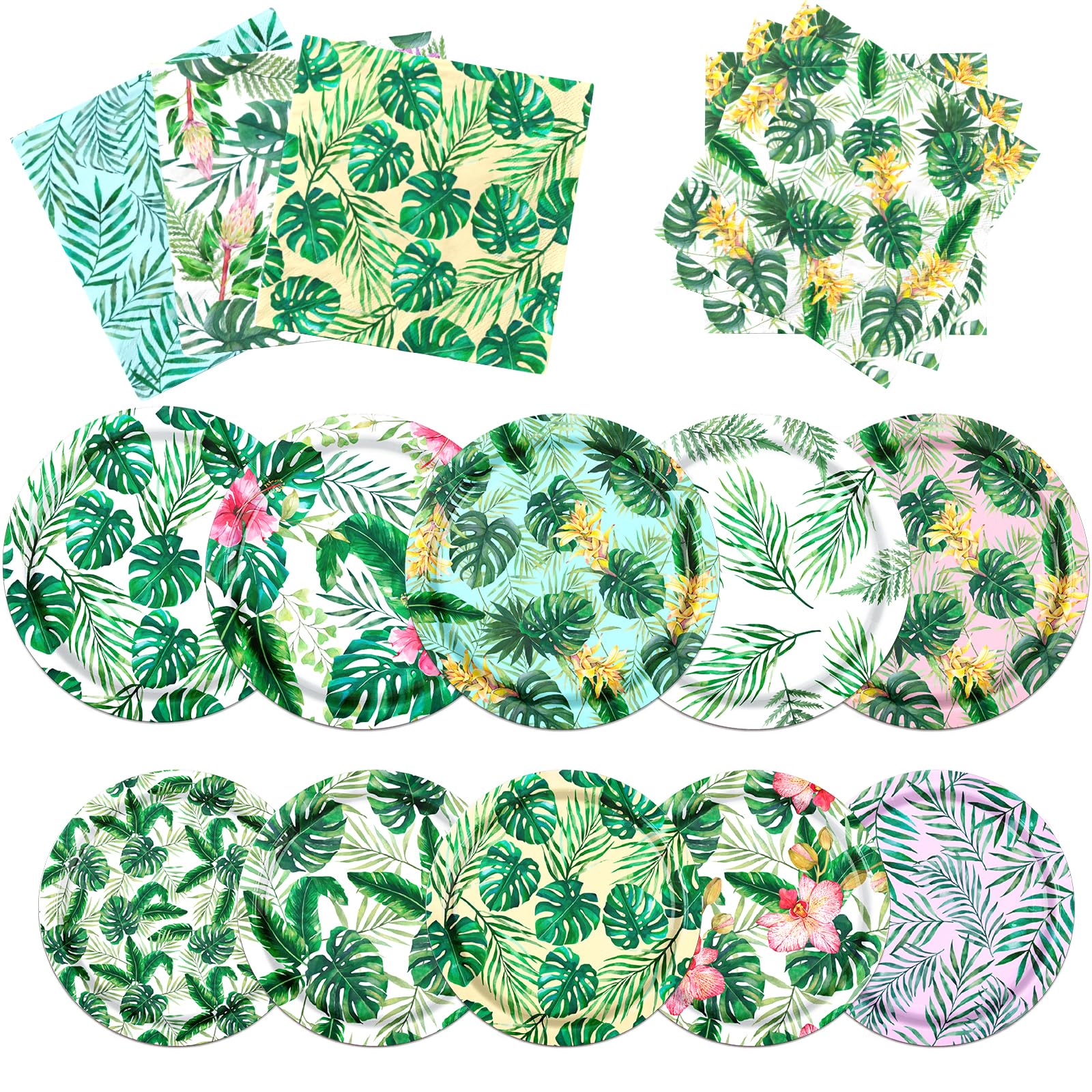 Servilletas y Platos Hawaianos Luau Tropicales para Fiesta de Cumpleaños de Verano