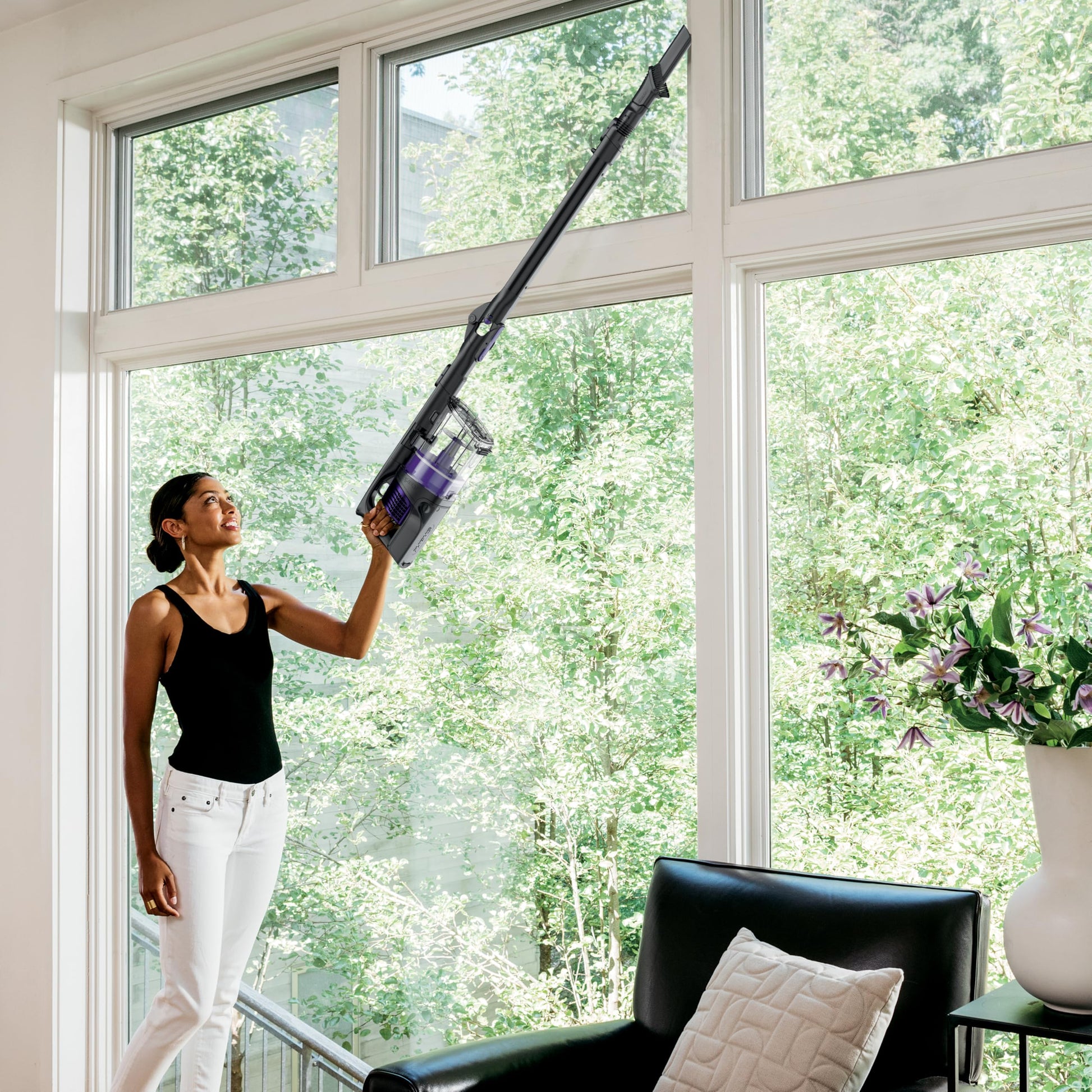Aspiradora Inalámbrica Shark Vertex Negro Morado DuoClean PowerFins MultiFLEX HairPro Boquilla para Rincones y Tapicería 60 Minutos de Autonomía