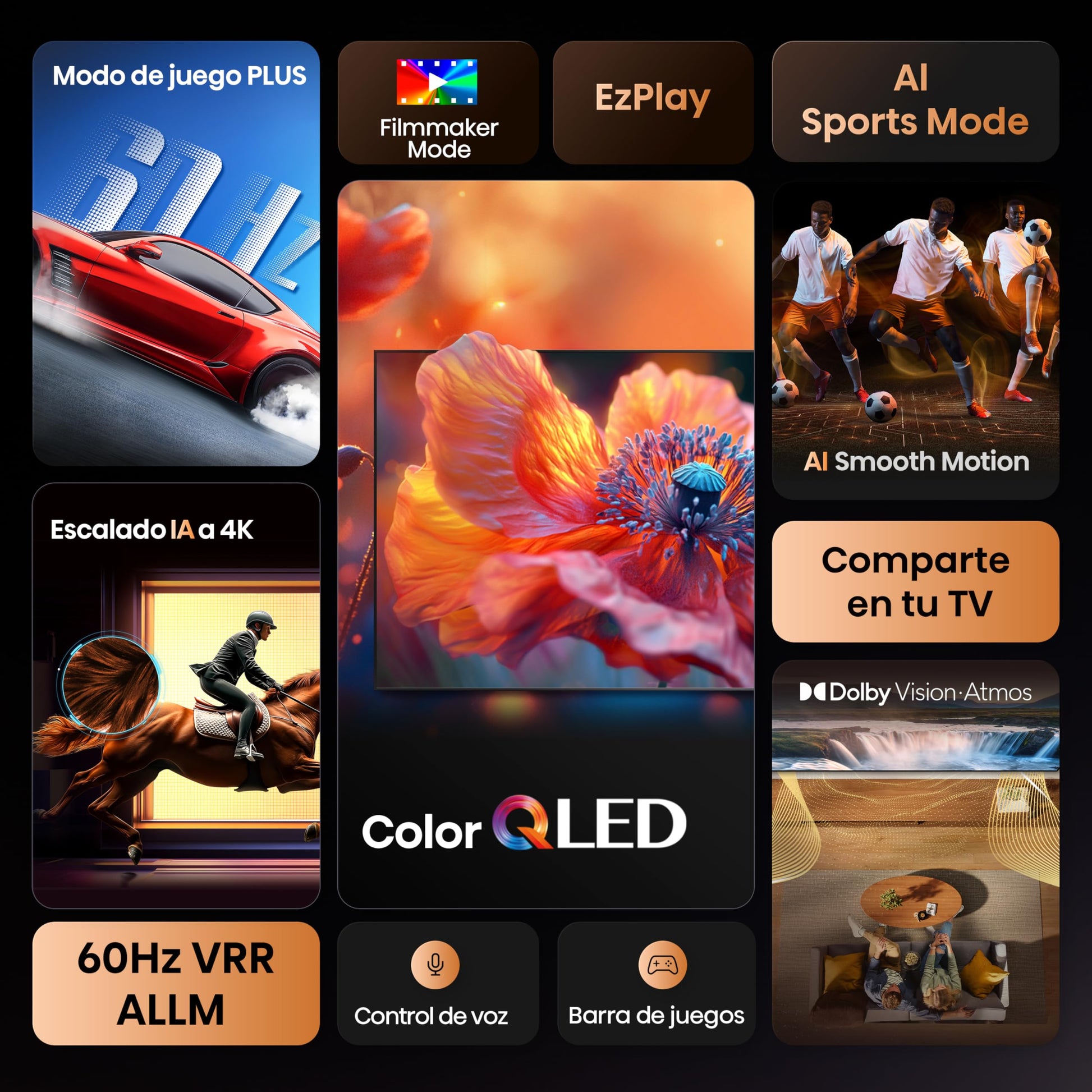 Hisense Television QD65QFM(Modelo 2025) Pantalla 55 Pulgadas,QLED Smart Fire TV UHD 4K,Control Remoto por Voz con Alexa,Escalado AI a 4K,Dolby Vision Atmos, Modo de Juego Plus