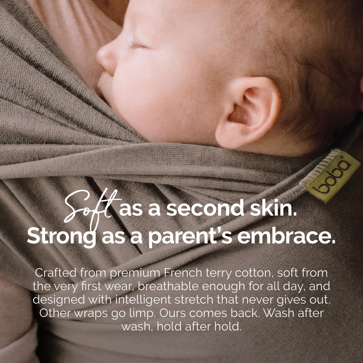 Boba Fular Elástico Portabebé Boba Wrap, para Bebés Recién Nacidos y Niños Hasta 16 Kg (Grey)