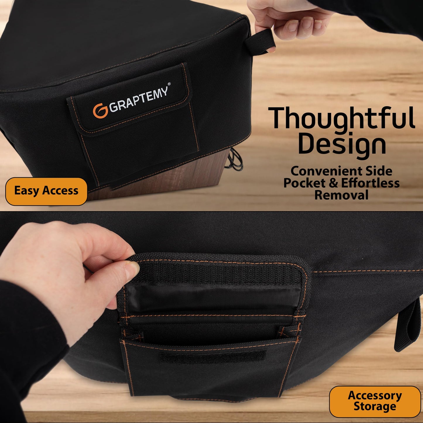 Cubierta para tocadiscos de PVC 600D, cubierta para tocadiscos de protección impermeable, bolsillo lateral y cubierta para reproductores de discos de 2 dedos, compatible con la mayoría de los