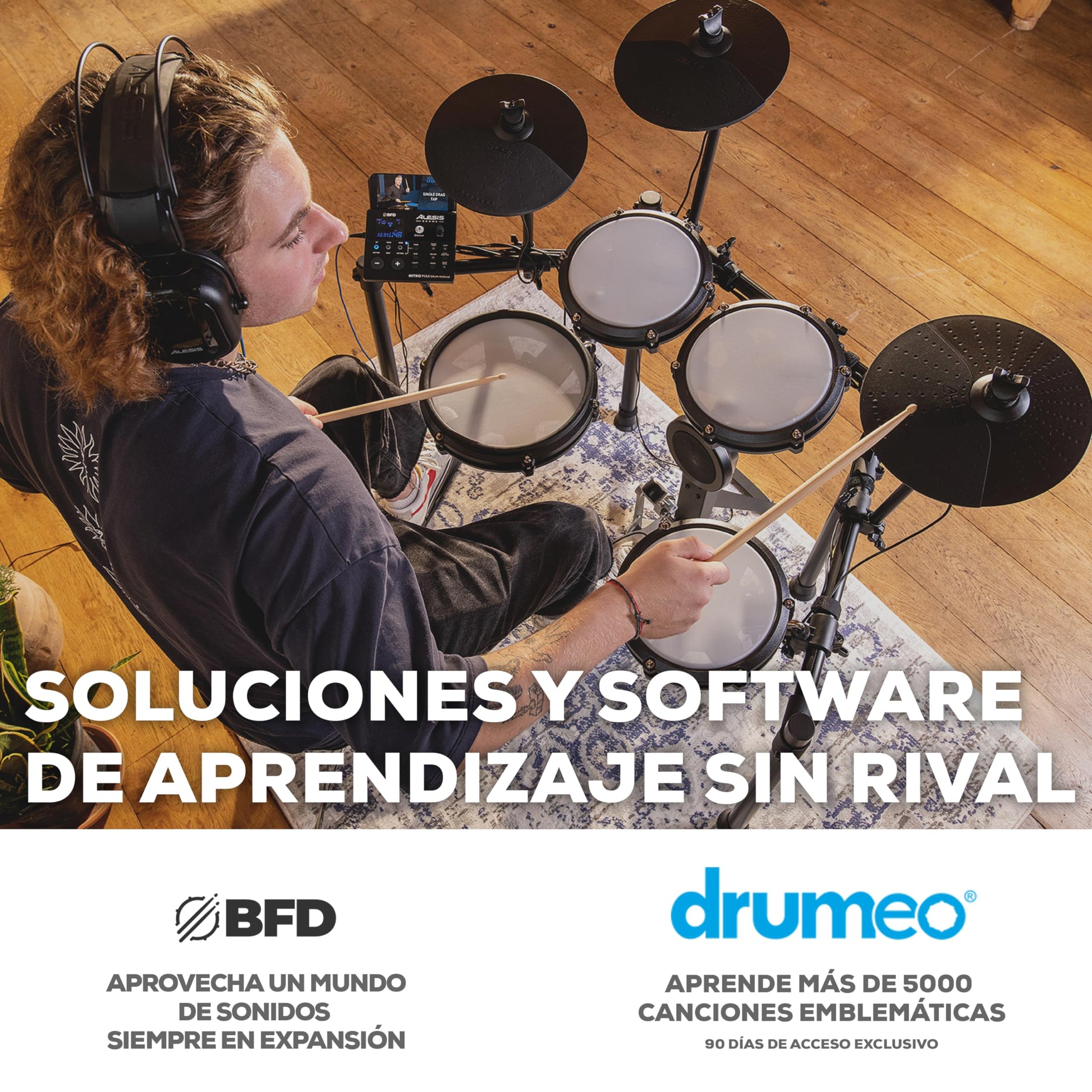 Kit Batería Electrónica Alesis Nitro Max Negra con Parches Malla y Bluetooth