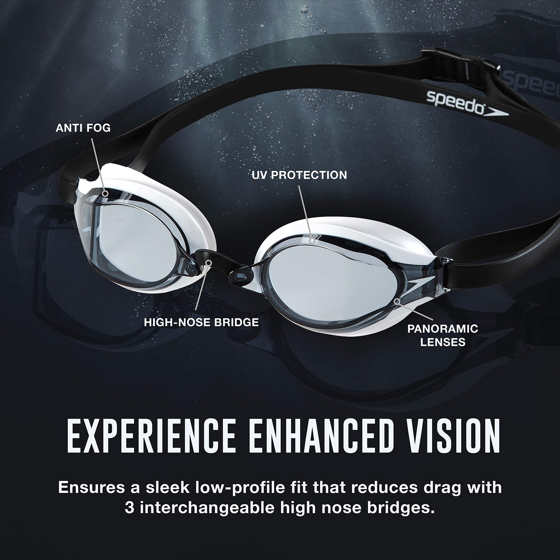 Gafas de Natación Speedo Speed Socket 2.0 Negro y Plateado con Espejo