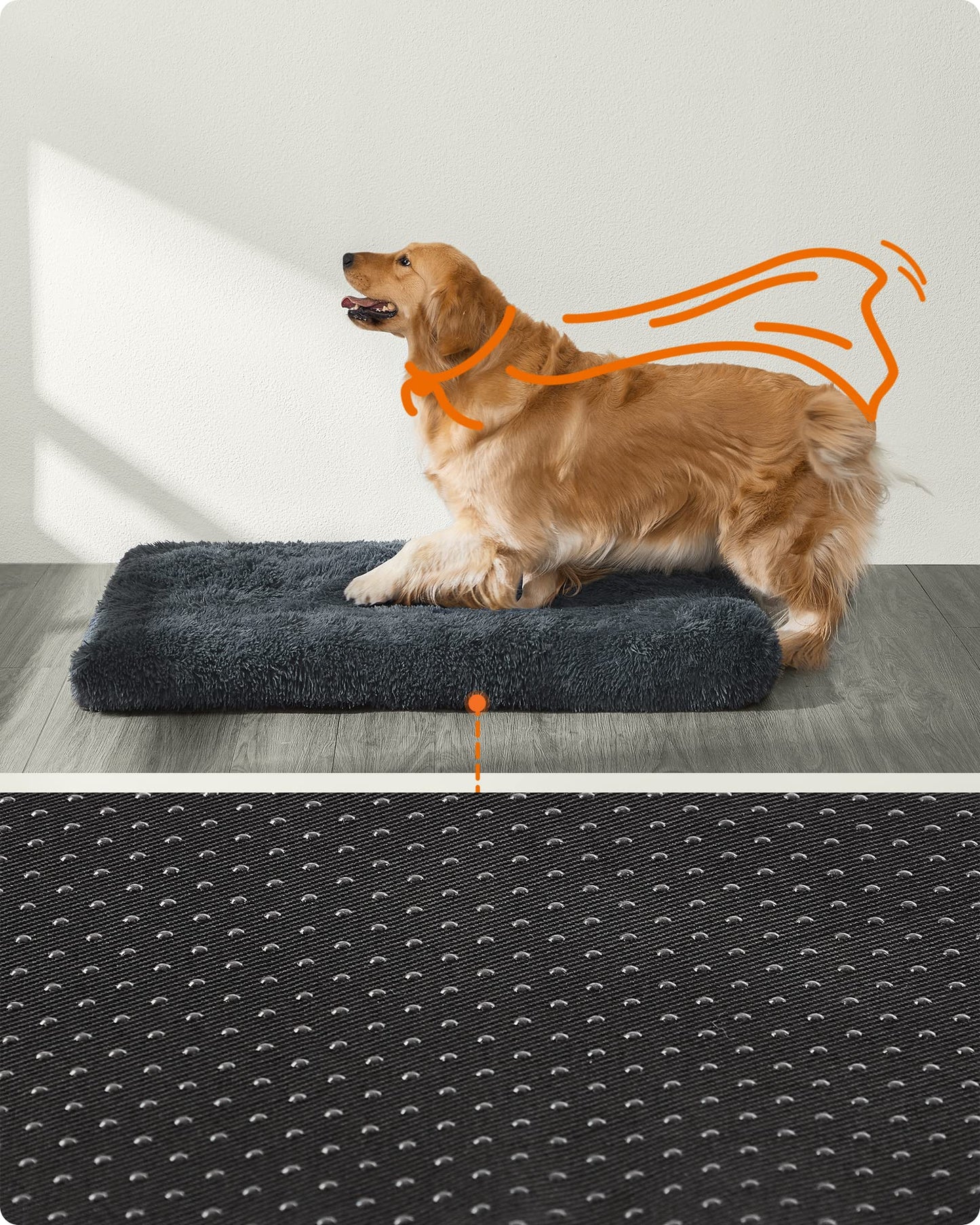 Feandrea Cama para Perros, Sofá para Mascotas, 122 x 74 cm, Lavable a Máquina, con Cojín, Gris Oscuro MPGW204G02