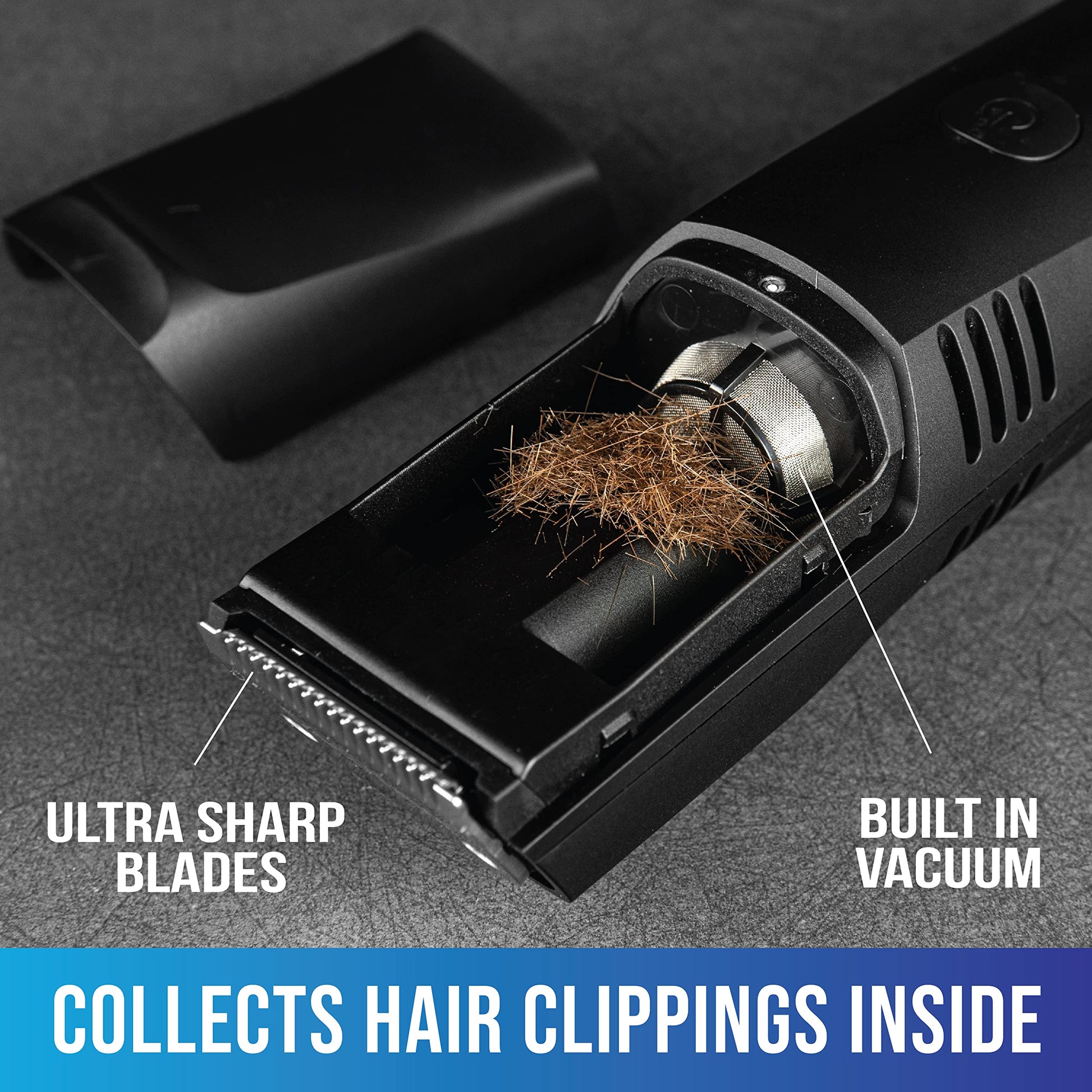 Bell+Howell- Recortadora de barba inalámbrica para hombres Vacutrim, afeitadora eléctrica recargable con calibración de 20 ajustes de corte