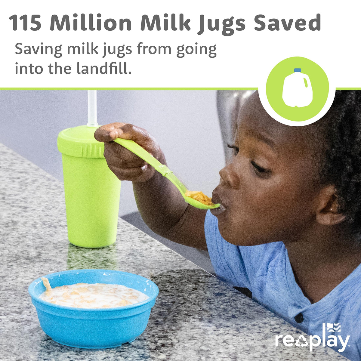 Re-Play - Juego de vajilla para niños pequeños, 3 platos divididos, 3 cuencos de aperitivos y 3 juegos de tenedor y cuchara, vajilla para niños sin BPA, apto para lavaplatos, fabricado en Estados