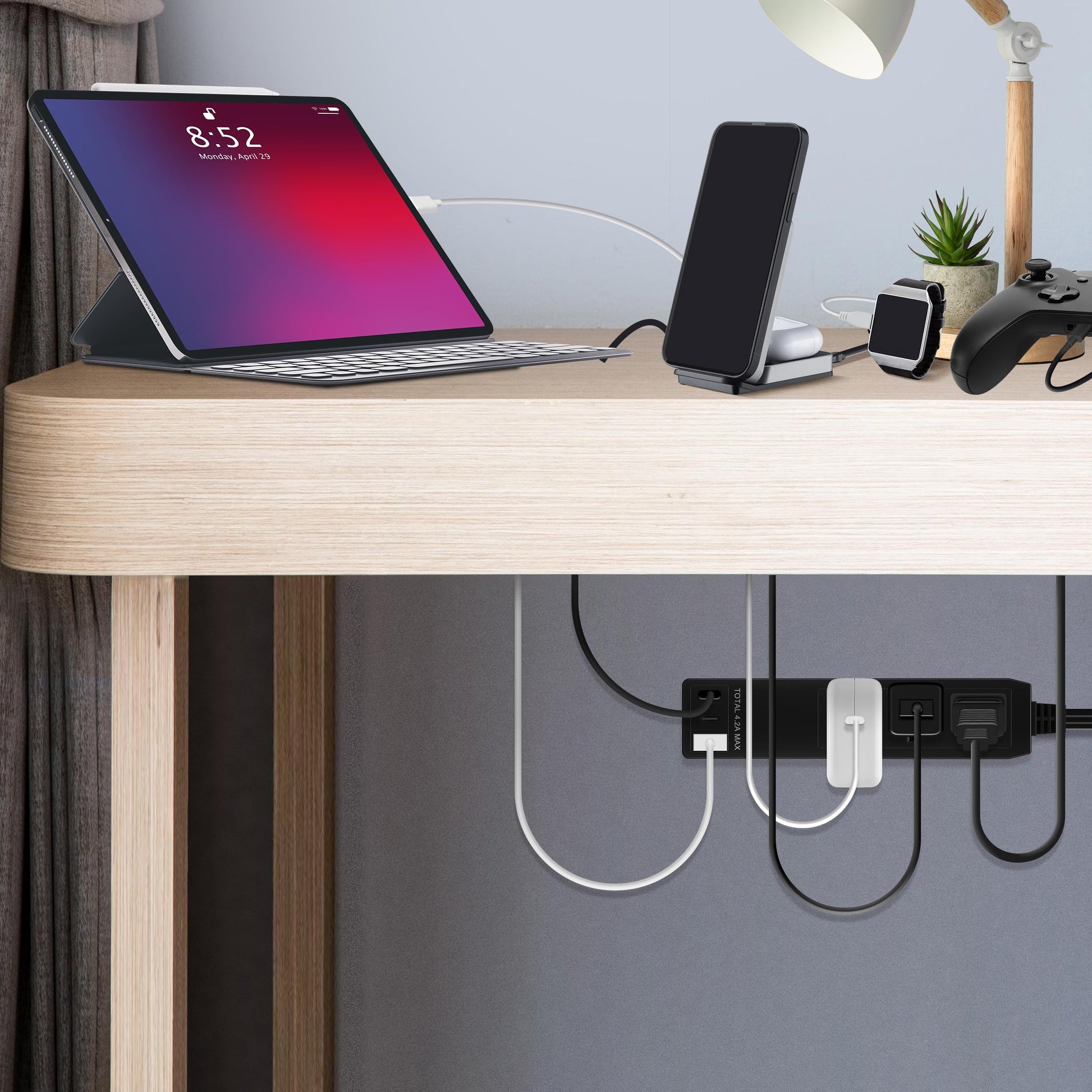 LIDER Extensor de salida con 3 receptáculos, 12 W USB tipo A y USB tipo C, puerto USB, enchufe ultrafino de placa de pared con extensor de cable, tira de alimentación de 3 tomas, cara plana, cable de