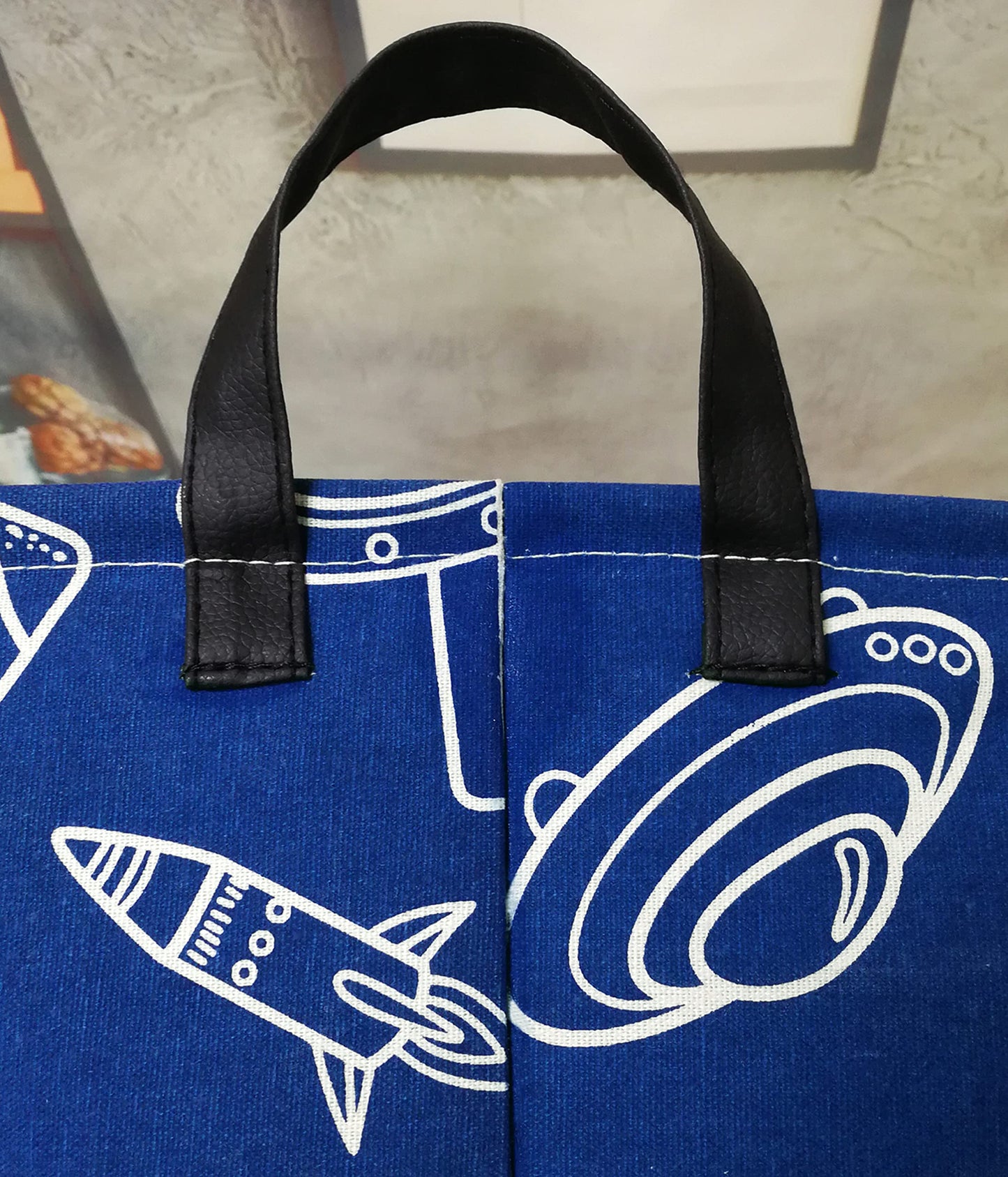 DUYIY - Cesta de almacenamiento para el hogar, cesta organizadora para niños, cesta de ropa, cesta de lavandería, cesta de regalo con asas para el hogar (nave espacial)