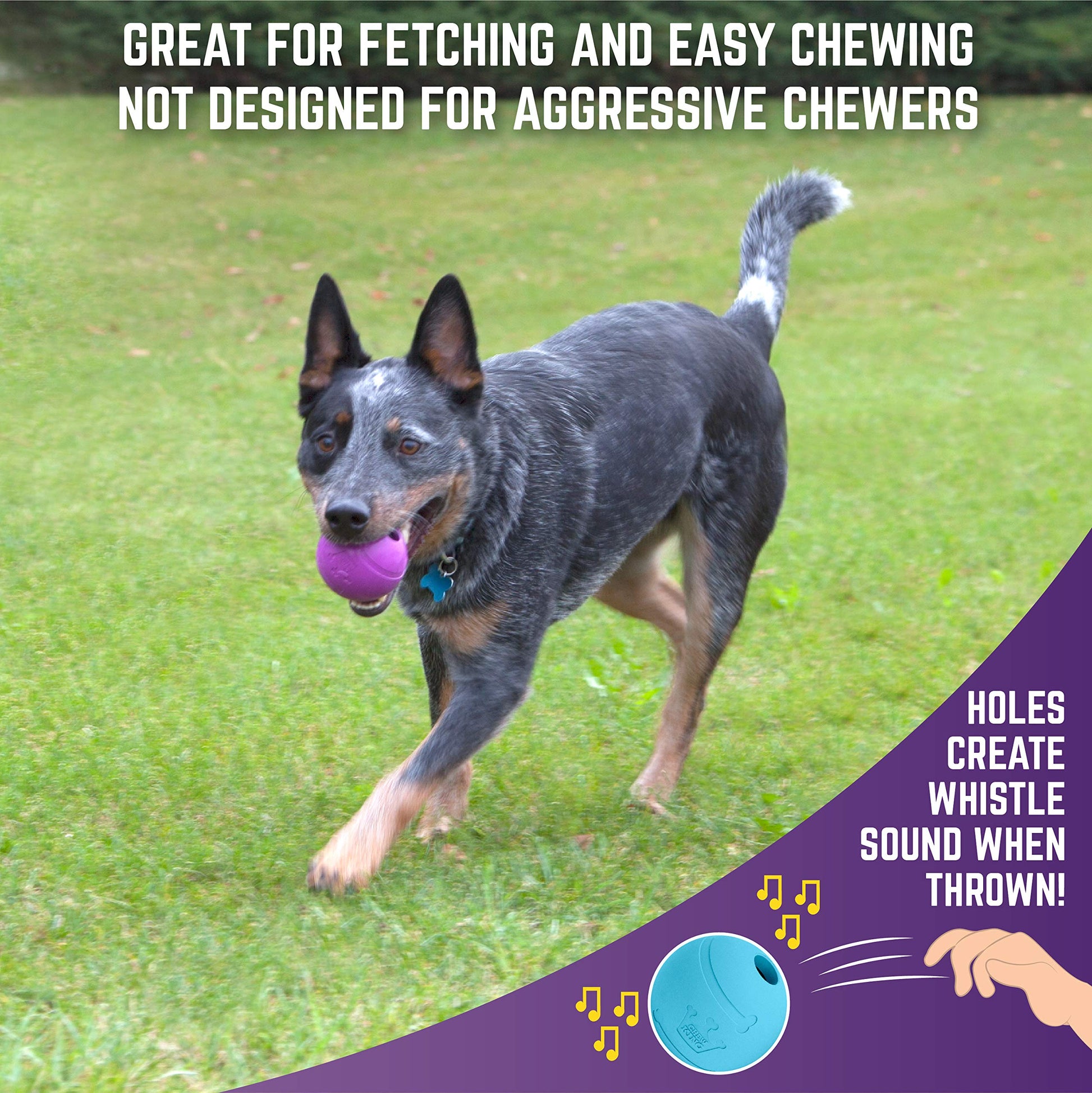 Chew King Fetch Balls Extremely Durable Natural Rubber Toy 3", 3-pack