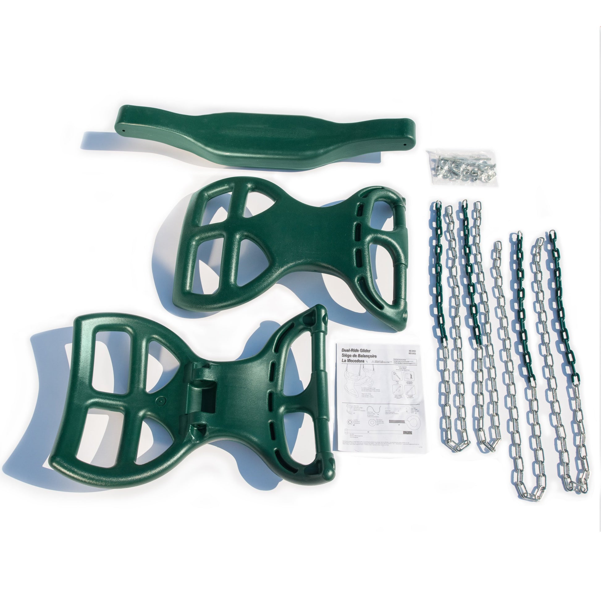 Gorilla Playsets 04-0037-G - Columpio en tándem de Espalda a Espalda, Color Verde, con Revestimiento de plástico Verde, Columpio multiniño