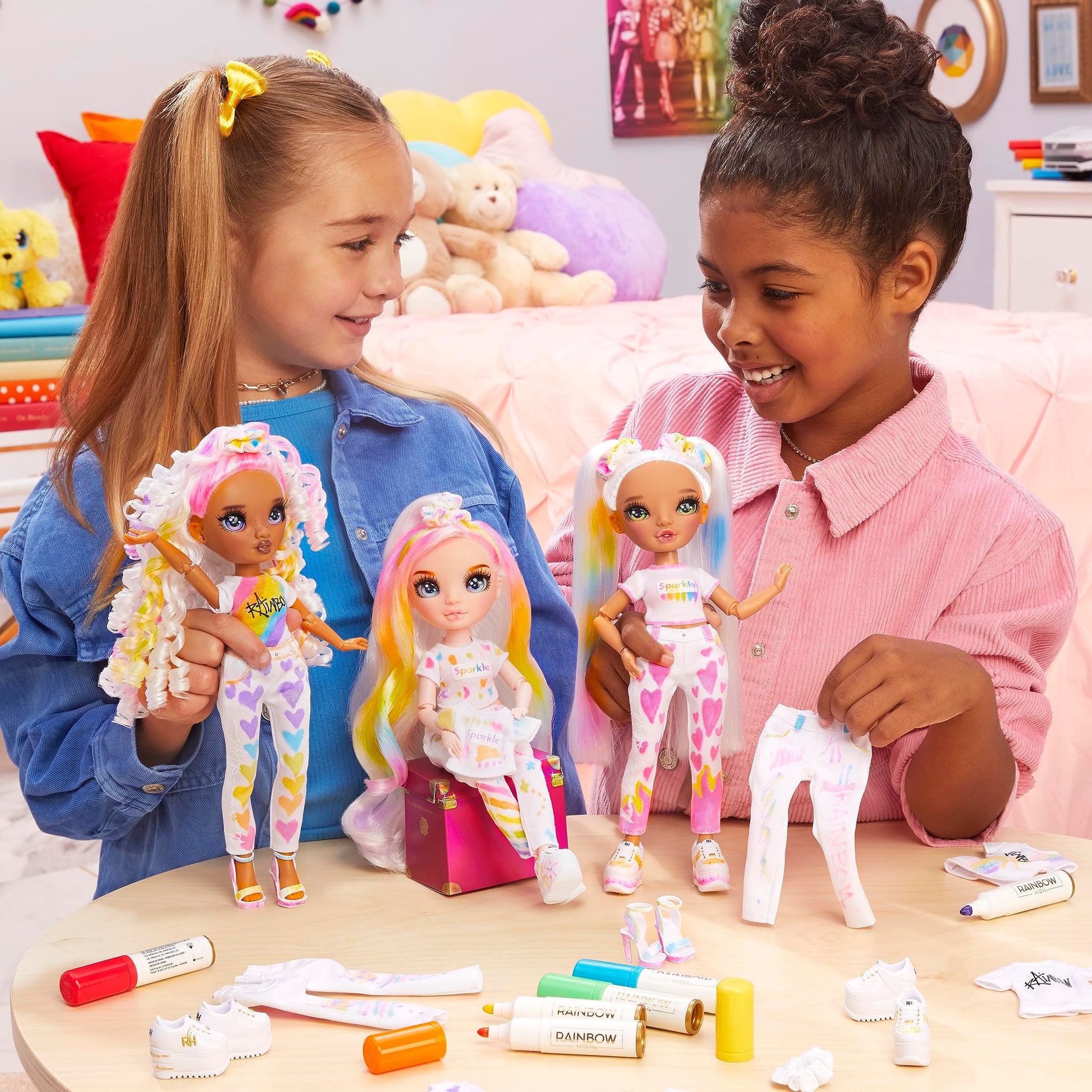 Muñeca Fashion Rainbow High Ojos Verdes DIY con Rotuladores para Niños y Niñas