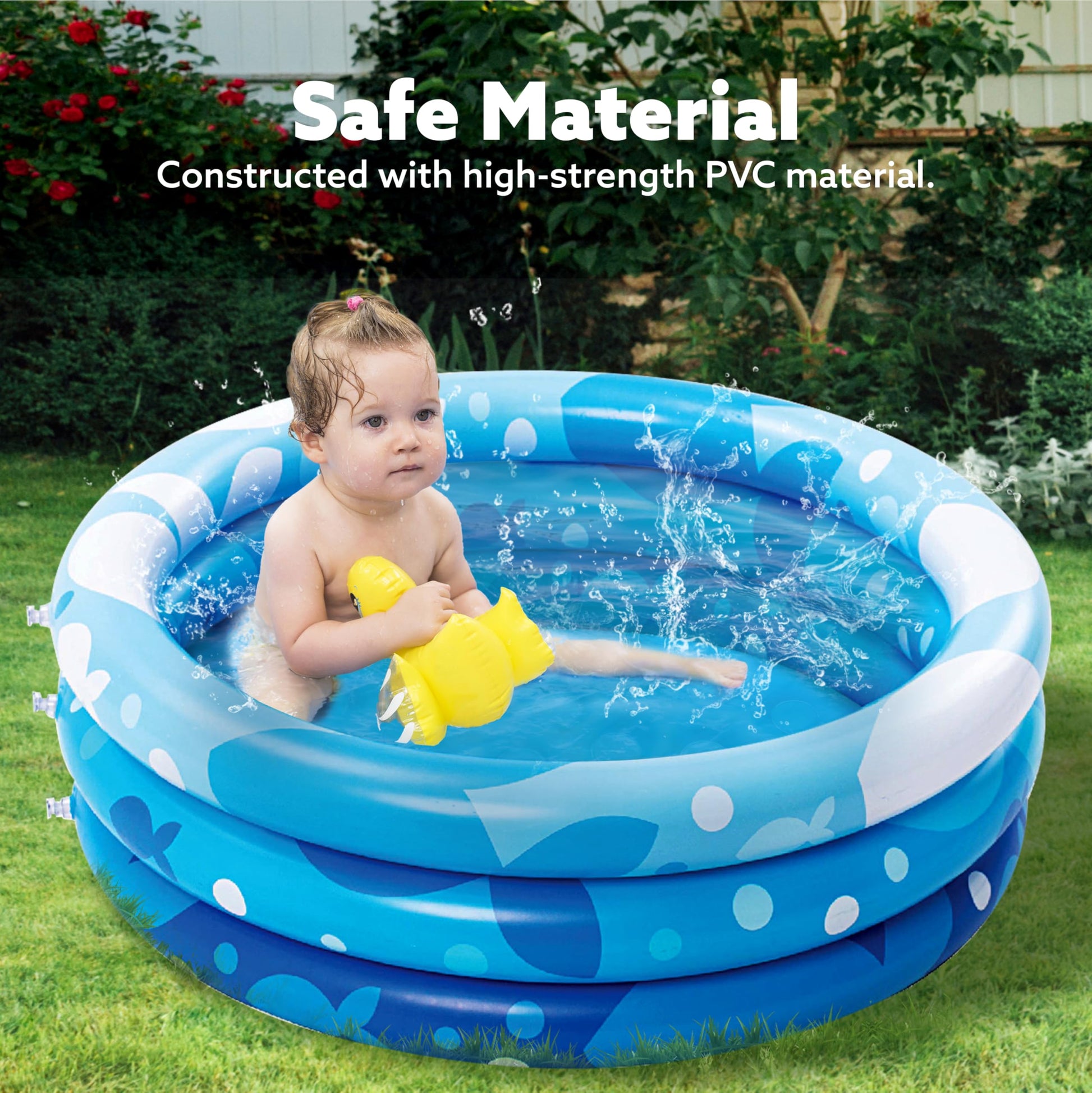 Piscina Infantil Inflable Sloosh Azul patrón Geométrico 3 Anillos para Niños