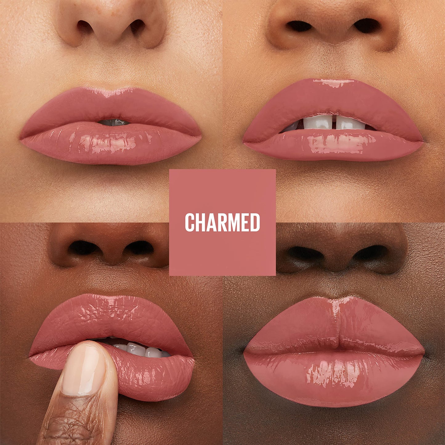 Labial Líquido Brillante, Maybelline Superstay Vinyl Ink Nudes tono Charmed, 4.2ml + Labial líquido brillante Super Stay Vinyl Ink Peachy
