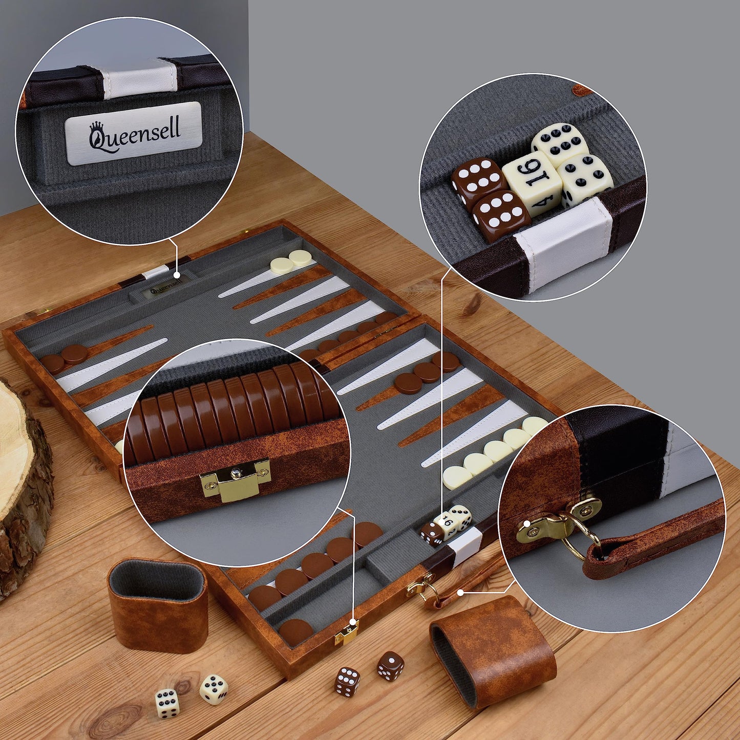 Juego de Backgammon Queensell Rojo Viaje para Adultos y Niños