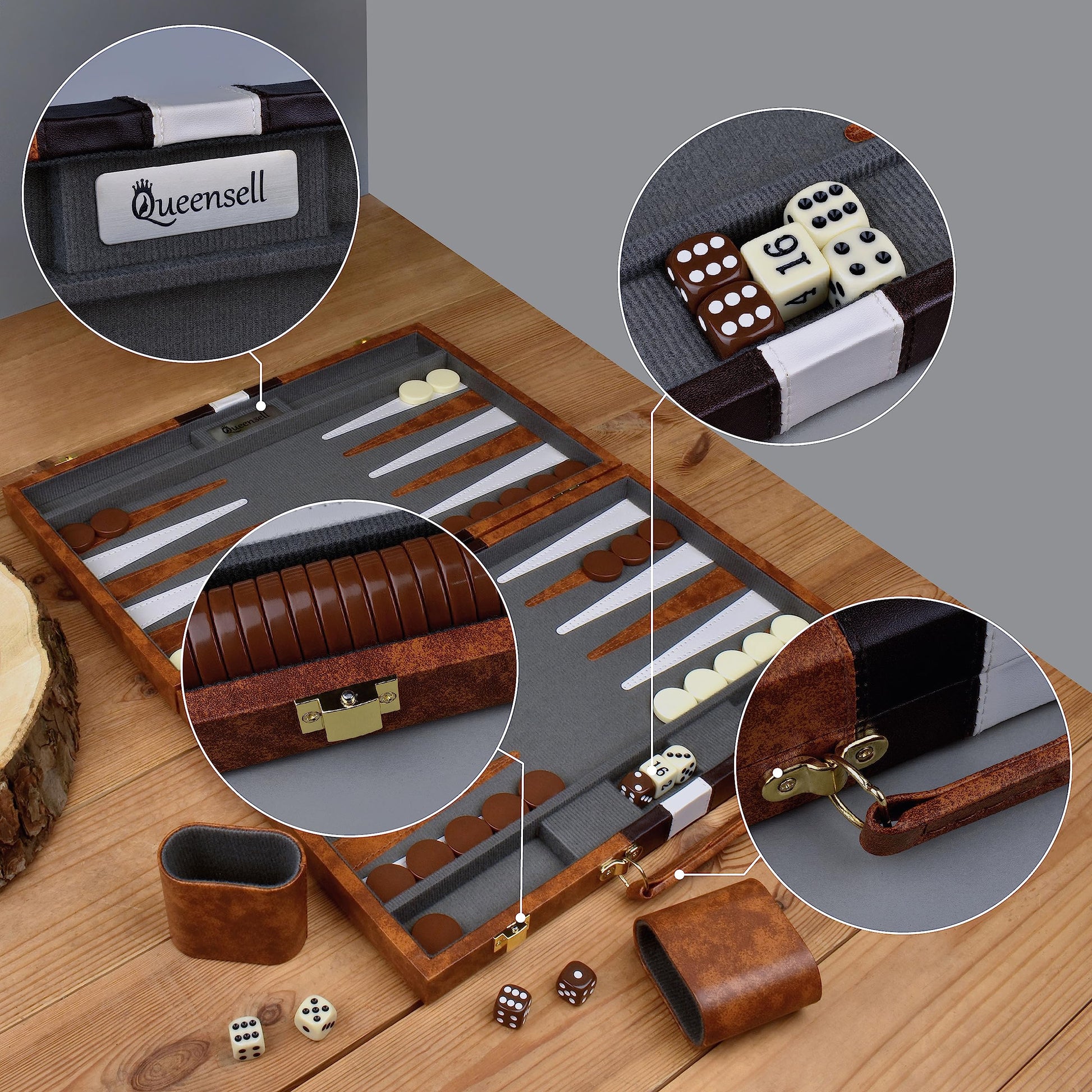 Juego de Backgammon Queensell Rojo Viaje para Adultos y Niños