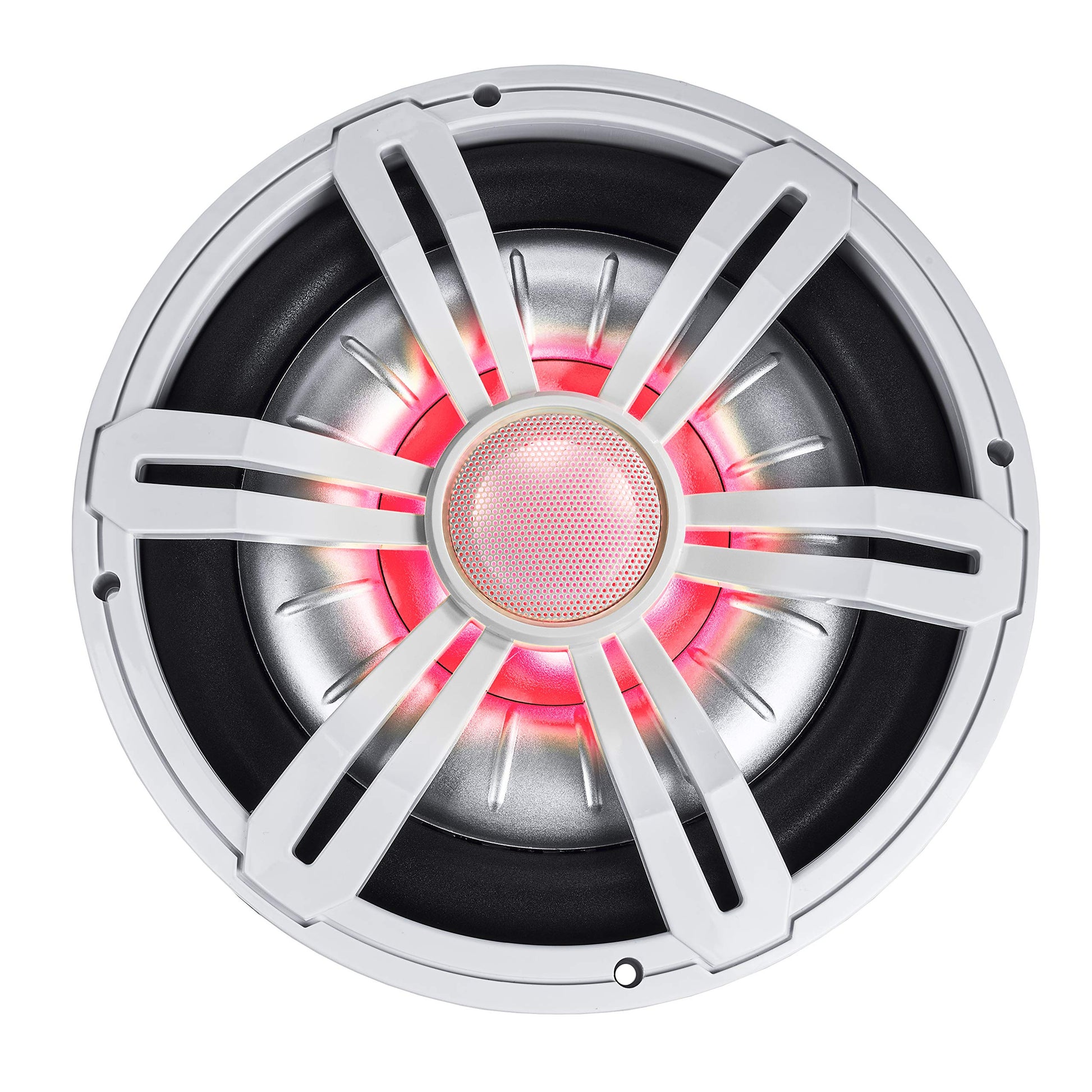 BELVA BMSS10RW 800W Peak (400W RMS) Subwoofer marino poco profundo de 10 pulgadas con iluminación LED multicolor para barcos/ATV/UTV/SxS/Powersport