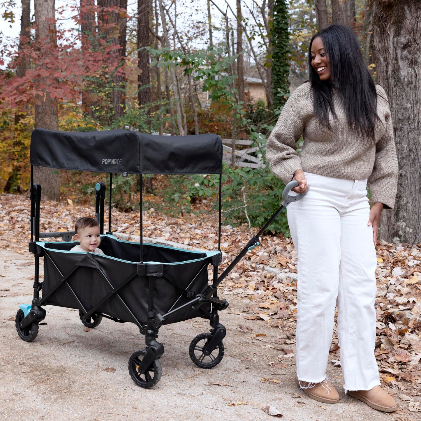 Cochecito Transportador Summer by Ingenuity Negro Verde Azulado con Techo para Bebés