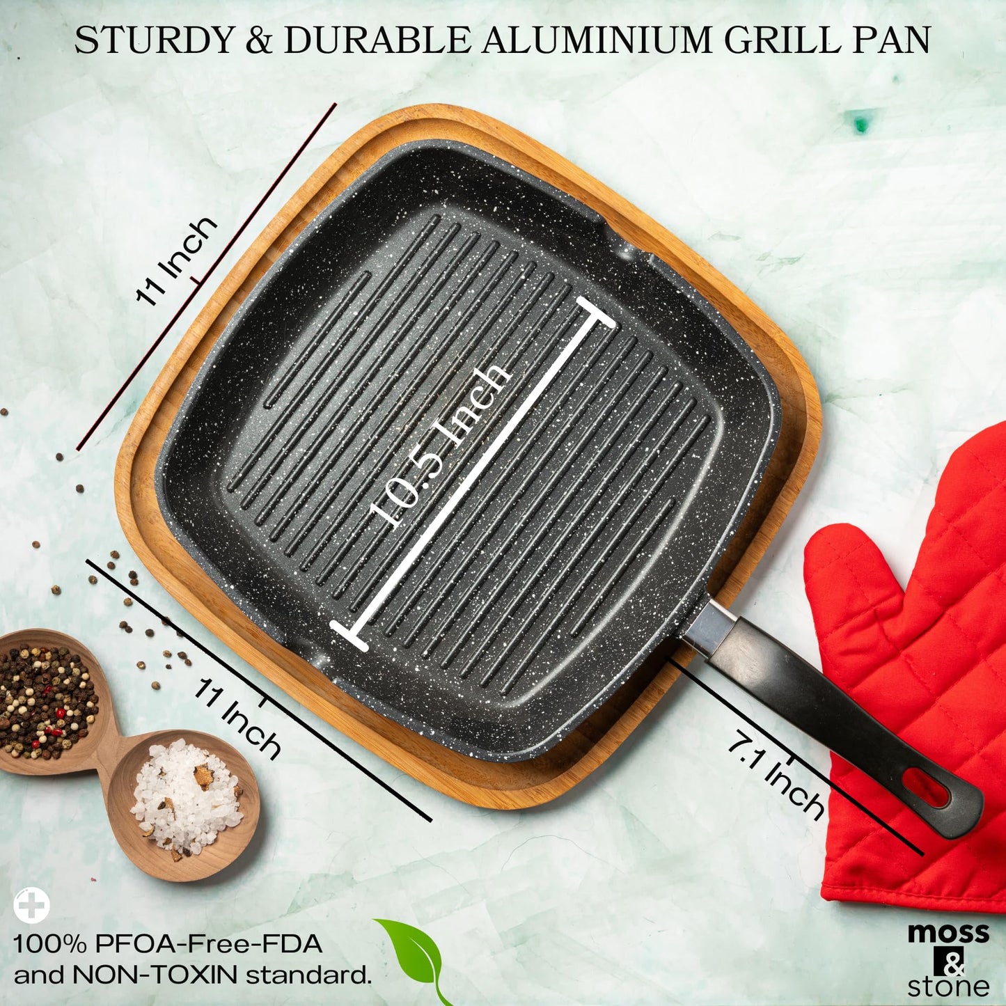 Parrilla de Aluminio Moss & Stone Gris con Picos Vertedores de 11 Pulgadas