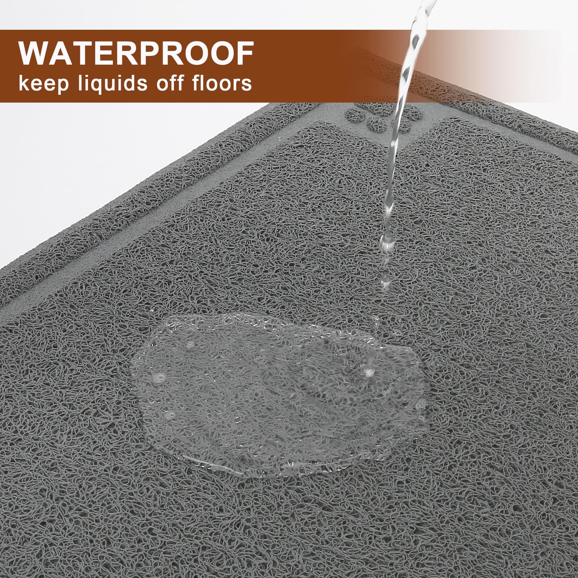 Tapete Impermeable PrimePets Gris 35 x 24 Pulgadas para Comida de Perro y Gato