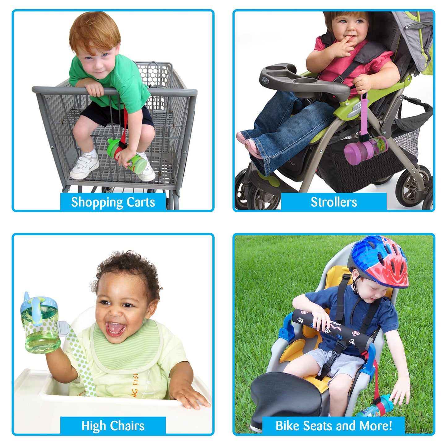 PBnJ Baby SippyPal Sippy Cup Holder Strap Leash Tether (Blk/White Dot 2-Pack)
