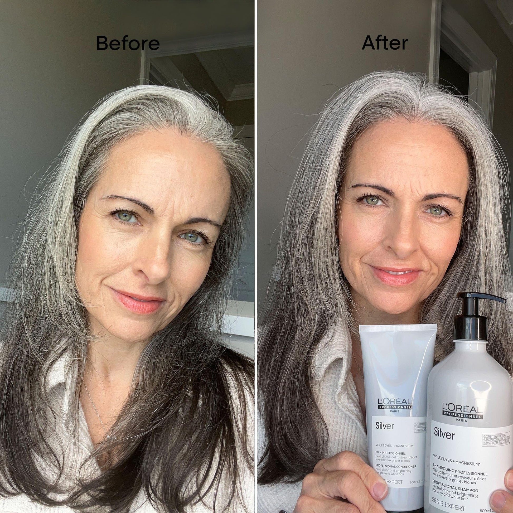 L'Oréal Professionnel Silver | Shampoo morado | Neutraliza los tonos amarillos no deseados| Para cabello gris, rubio, platinado y/o con canas | Con pigmentos morados| 500ml