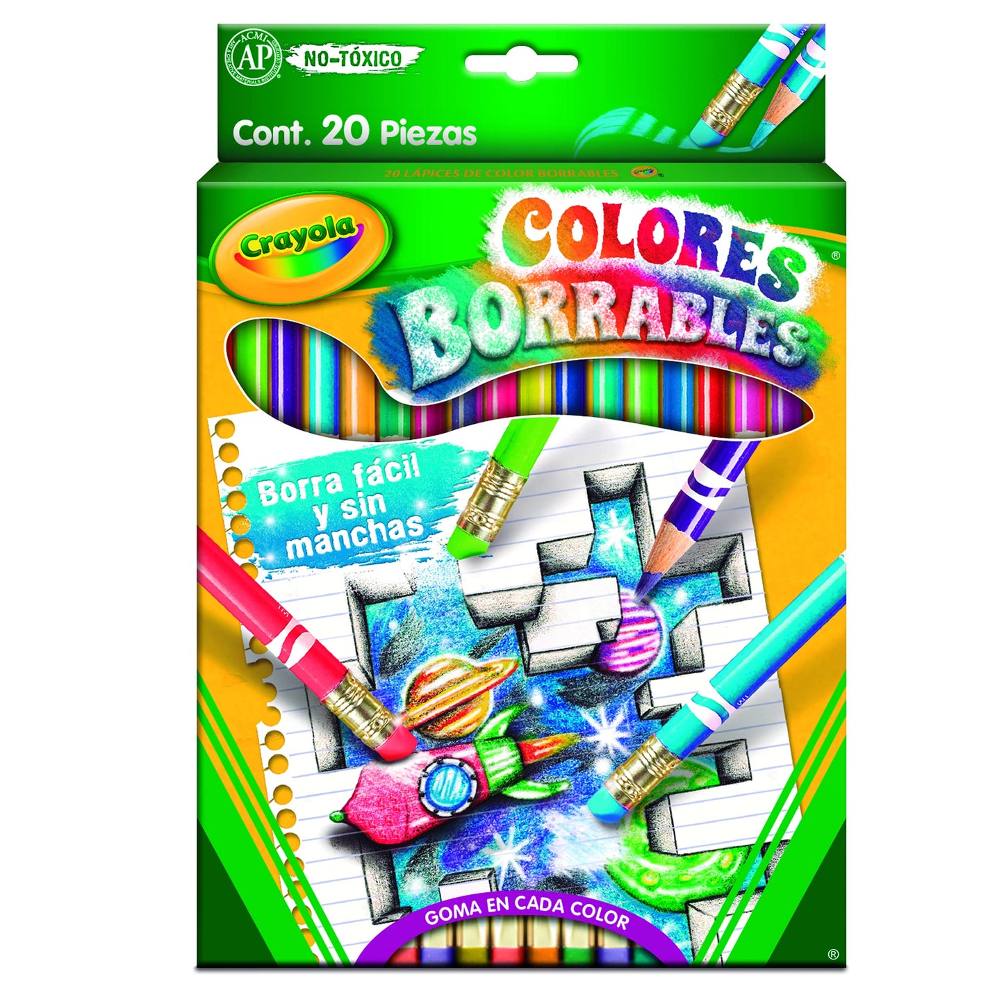 Crayola 20 Lápices de Color Borrables con Sacapuntas