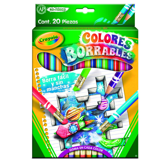 Crayola 20 Lápices de Color Borrables con Sacapuntas