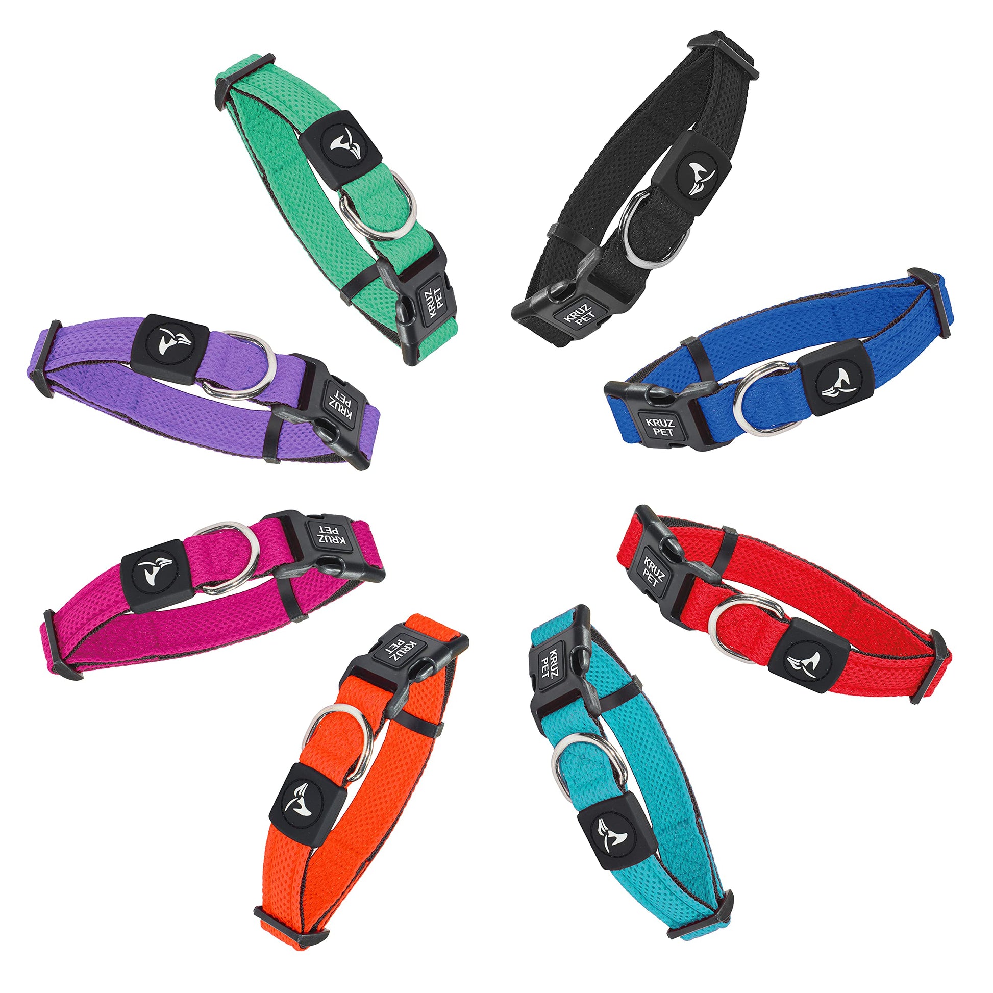 KRUZ PET KZA102-18S Collar de Malla para Perros pequeños, medianos y Grandes, Cuello de Cuello Ajustable, Suave, Ligero, Transpirable, Ajuste cómodo, Rosa Frambuesa, S