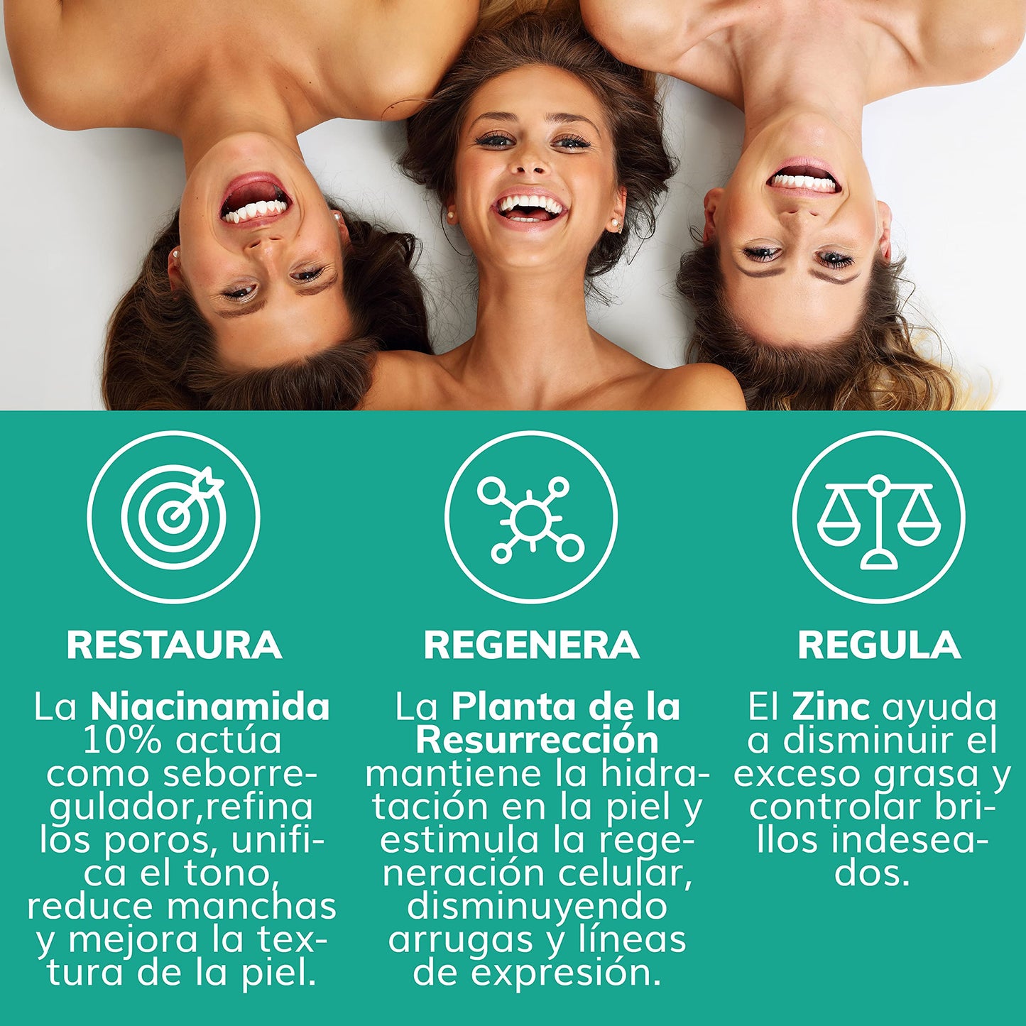 Quotidien | Serum Niacinamida 10% + Zinc + Planta de la Resurrección | Regula la Producción de Grasa | Disminuye Poros e Imperfecciones | Ideal Todo Tipo de Piel | 88% Ingredientes Naturales - 30ml