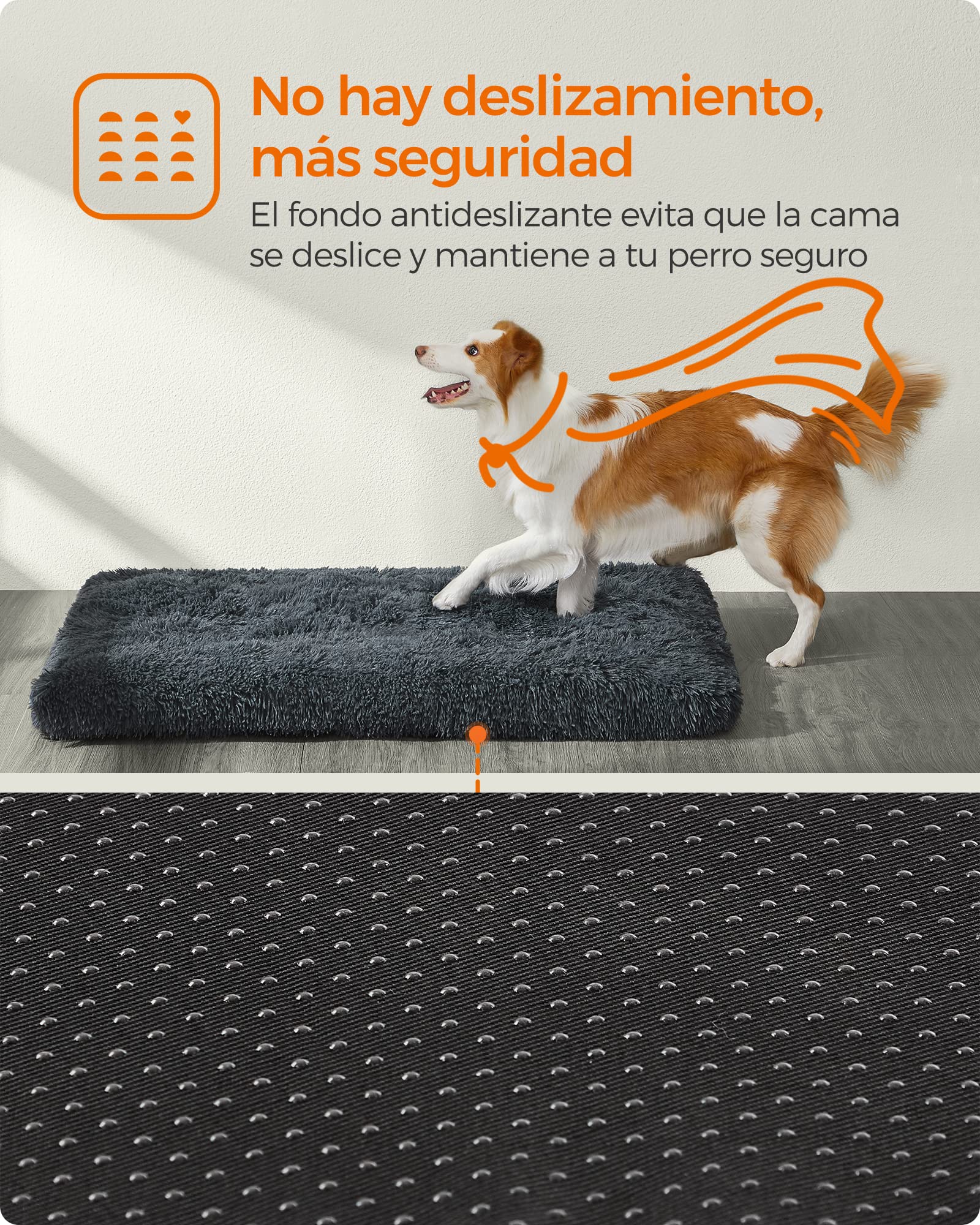 Feandrea Cama para Perros, Sofá para Mascotas, 110 x 73 cm, Lavable a Máquina, con Cojín, Gris Oscuro MPGW203G02