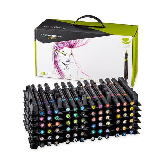 Marcadores de Arte Prismacolor Premier Variedad de 72 Colores con Punta de Cepillo y Fina