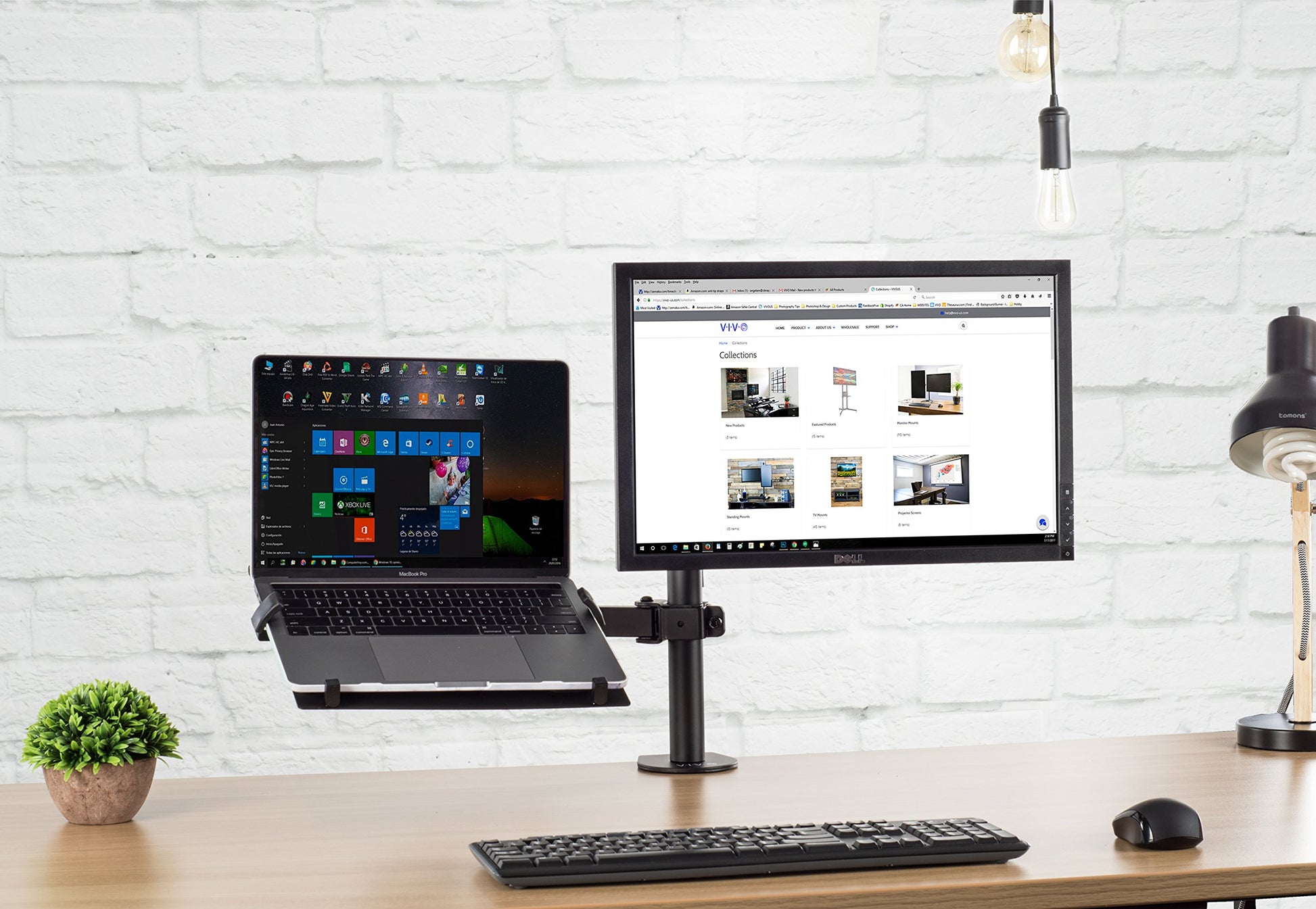 Soporte Articulado VIVO Negro para Monitor y Computadora Portátil con VESA Hasta 32 Pulgadas