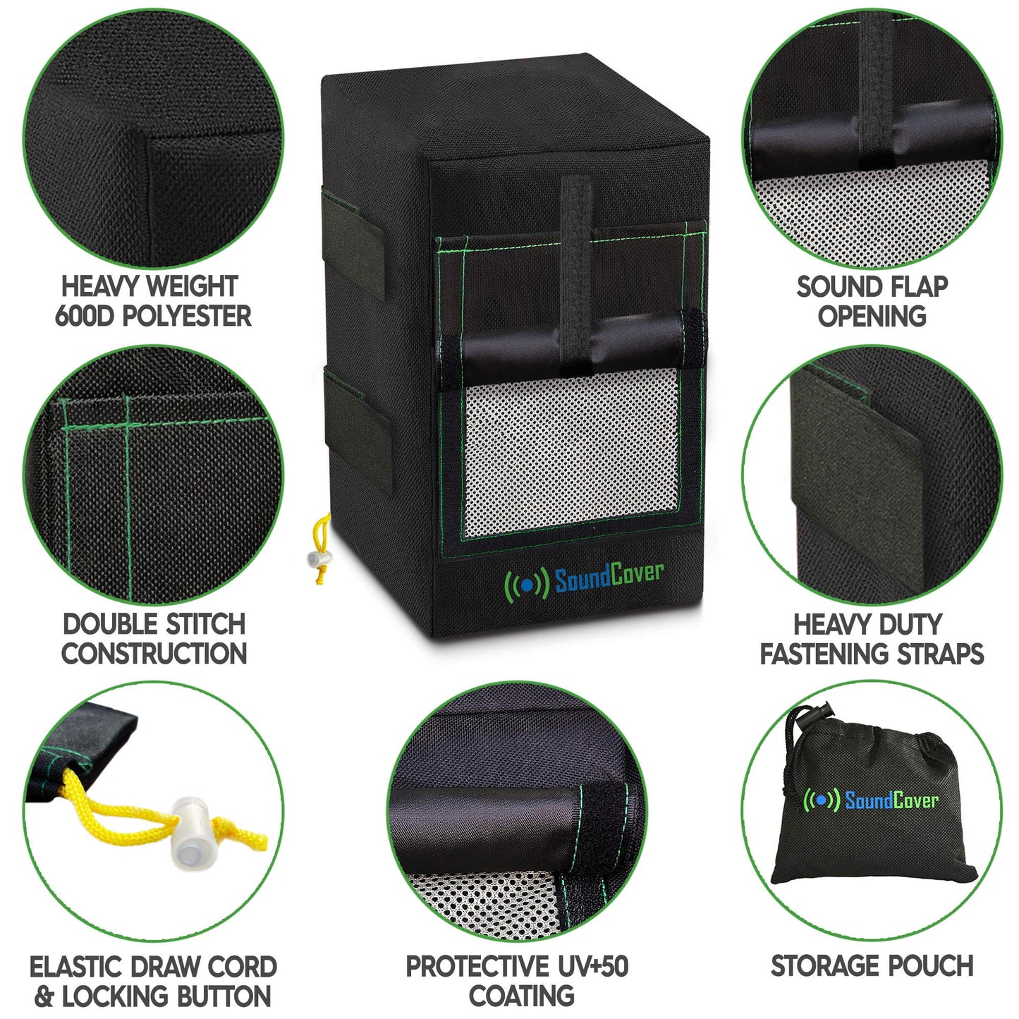 Dos cubiertas de altavoces negras impermeables 600D para altavoces montados en soporte C – Compatible con Yamaha NS-AW194, Polk Audio Atrium 4 (dimensiones máximas: H 25 cm x W 5.9 pulgadas x D 6.9