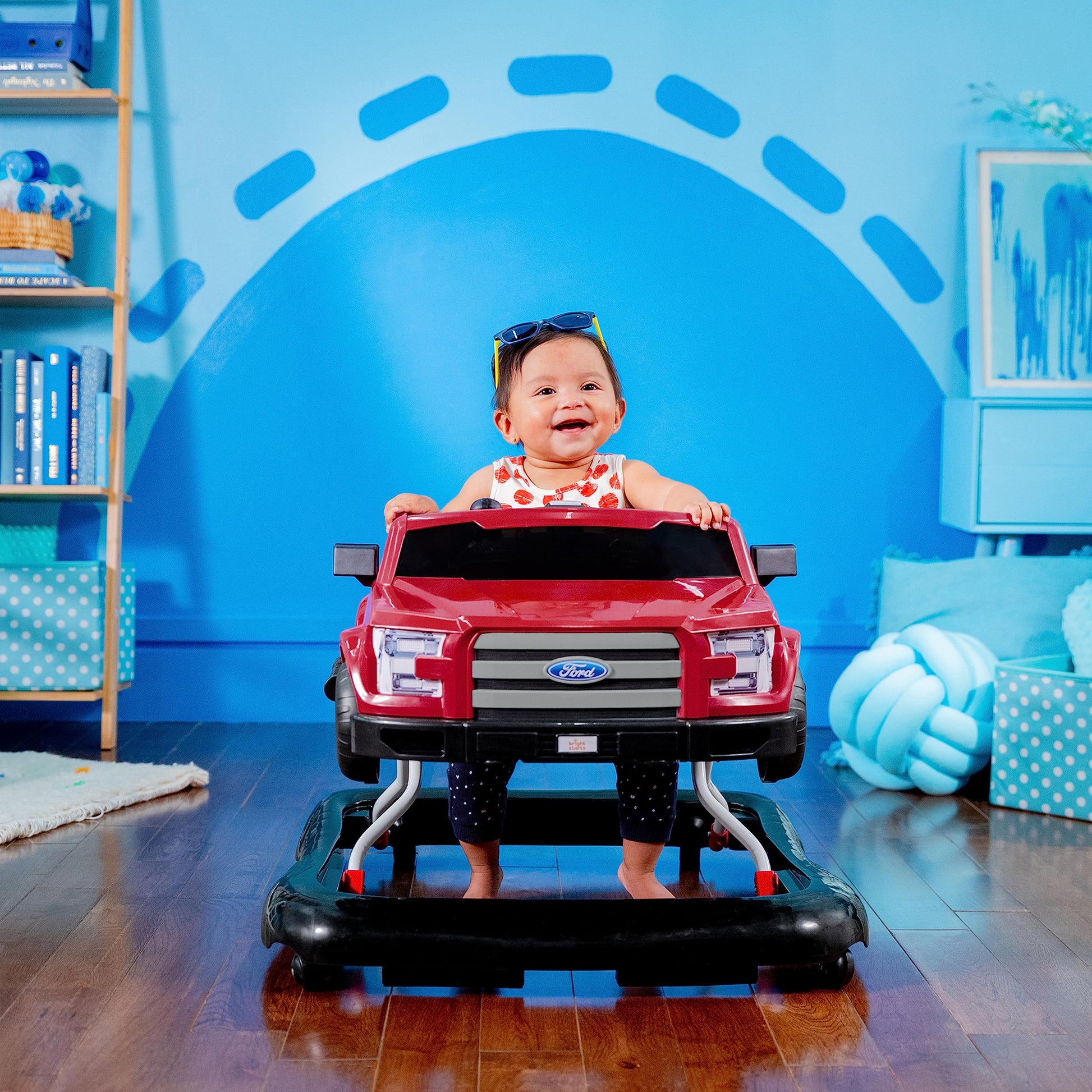 Bright Starts Ford F-150 - Centro de actividades para bebés 4 en 1 con volante interactivo extraíble, juguete de 6 meses en adelante