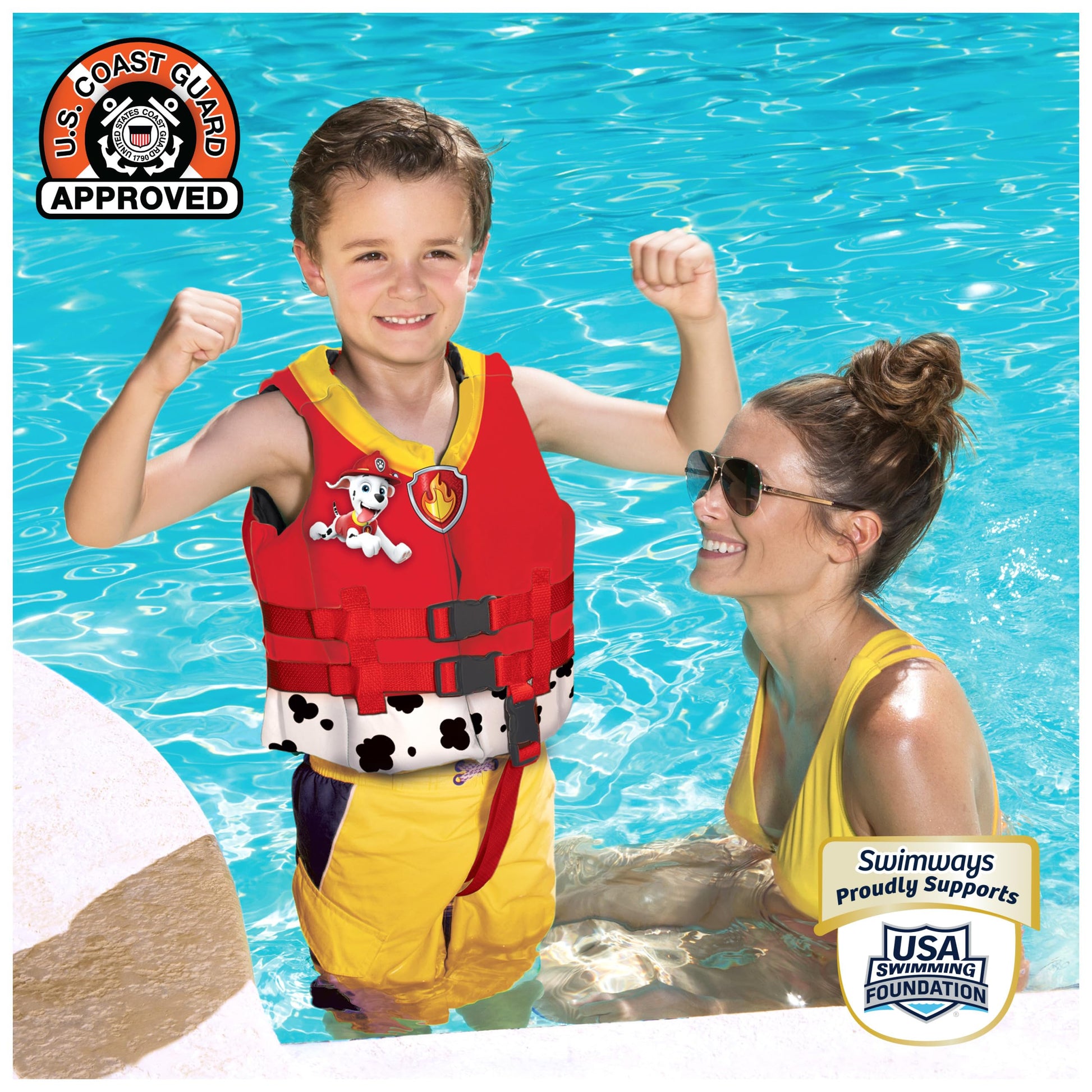 Chaleco de Natación SwimWays Paw Patrol Marshall para Niños 33-55 lbs aprobado por la Guardia Costera de EE. UU.