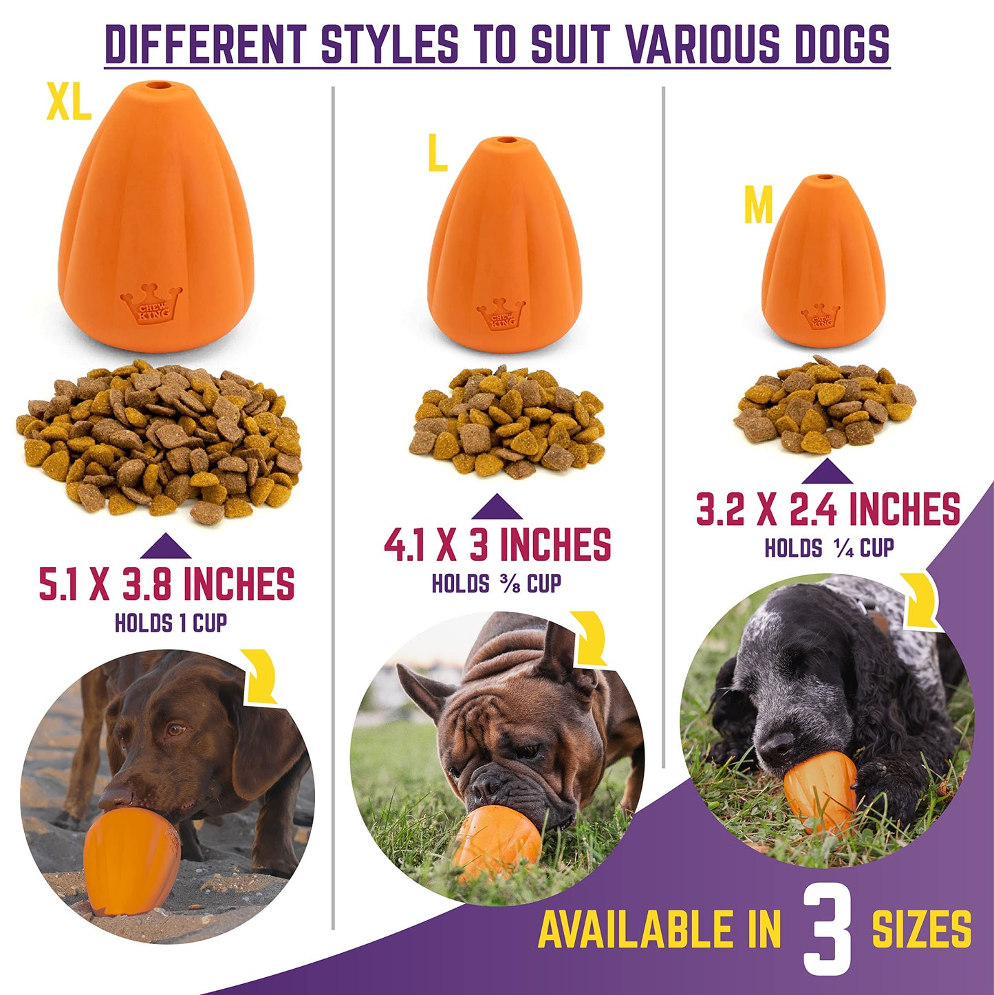 Chew King Juguete de Alta Calidad para Perro, Juguete de Goma Natural Extremadamente Duradero, Juguete para Perro con Sabor a Tocino, Naranja, Mediano