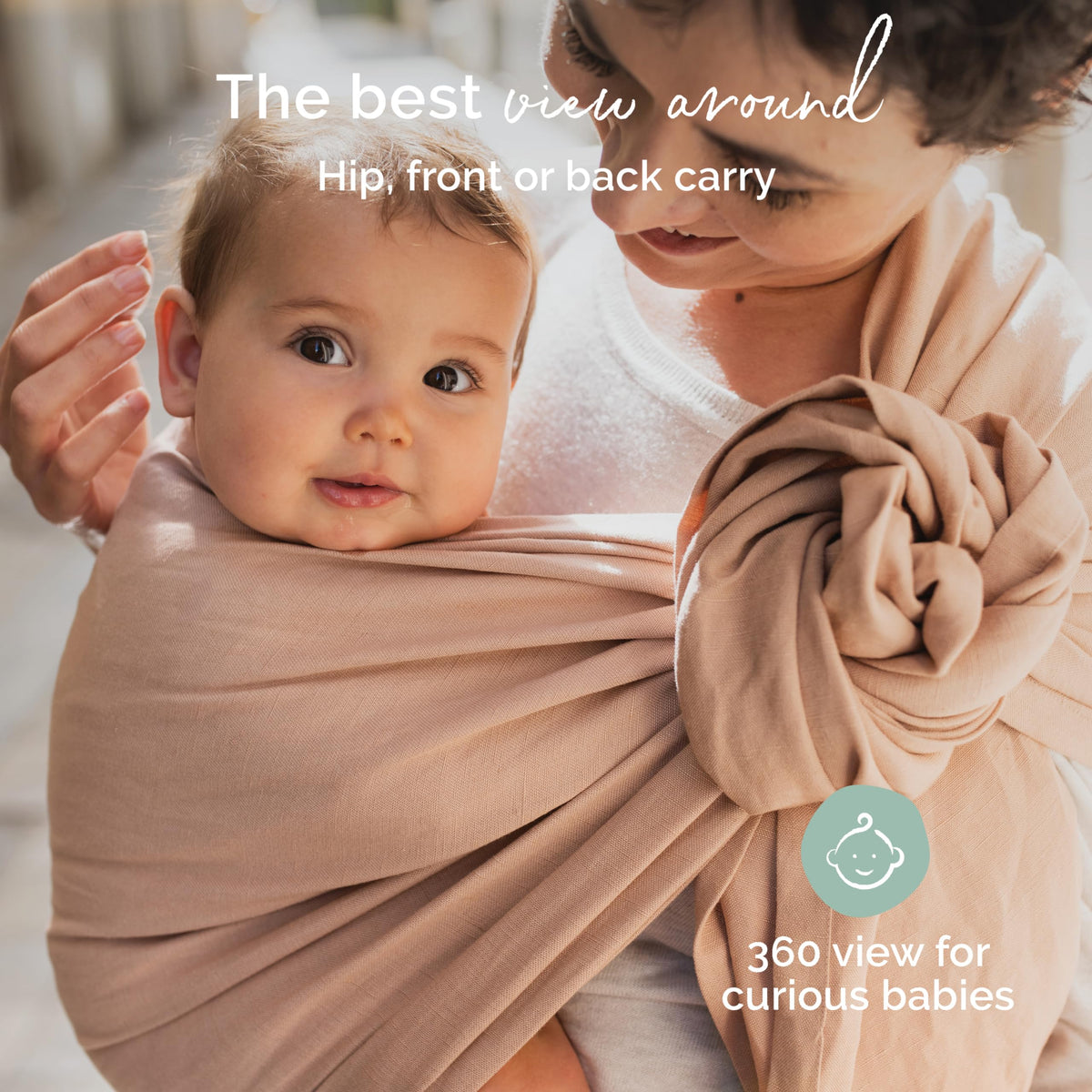 Boba Ring Sling Portabebés - Para recién nacidos hasta niños pequeños, ligero y transpirable, saludable para la cadera, carga frontal y en cadera, 3.6–15.9 kg (8–35 lbs) (Peonía)