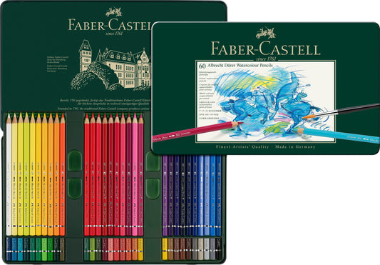 Faber-Castell Albrecht Dürer Colores Acuarelables Profesional con 60 Diferentes Colores, estos lápices acuarelables combinan la precisión del dibujo con la fluidez de la acuarela