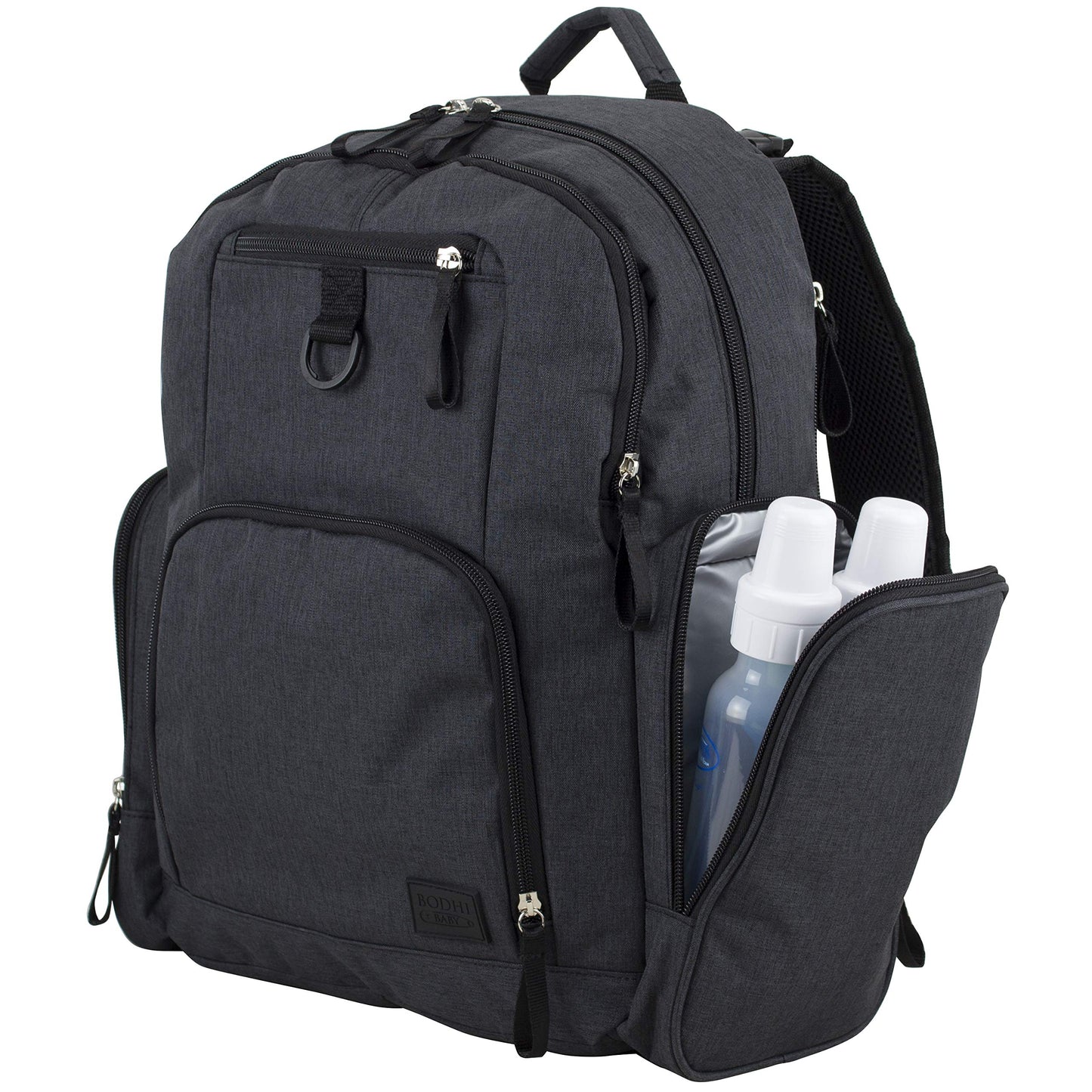 BODHI Baby mochila multifuncional para pañales con cambiador extraíble, unisex, para mamás y papás, Negro (Black Chambray)