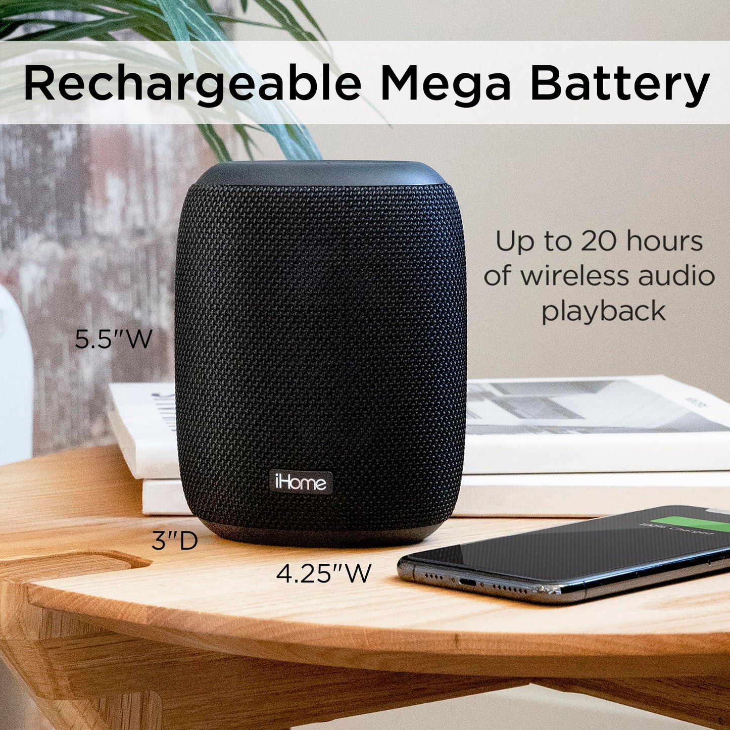 iHome PLAYPRO - Altavoz Bluetooth portátil - Dispositivo de Audio Recargable Impermeable IP67, batería de 20 Horas, Modo Ecualizador al Aire Libre y Tejido acústico Resistente (Modelo iBT700B) Negro