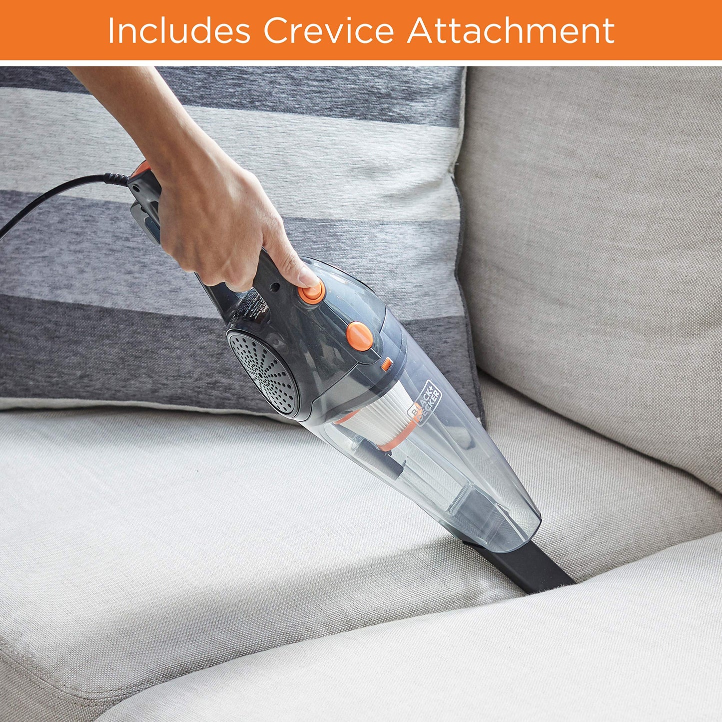 BLACK+DECKER Aspiradora Vertical, Gris metálico con Naranja