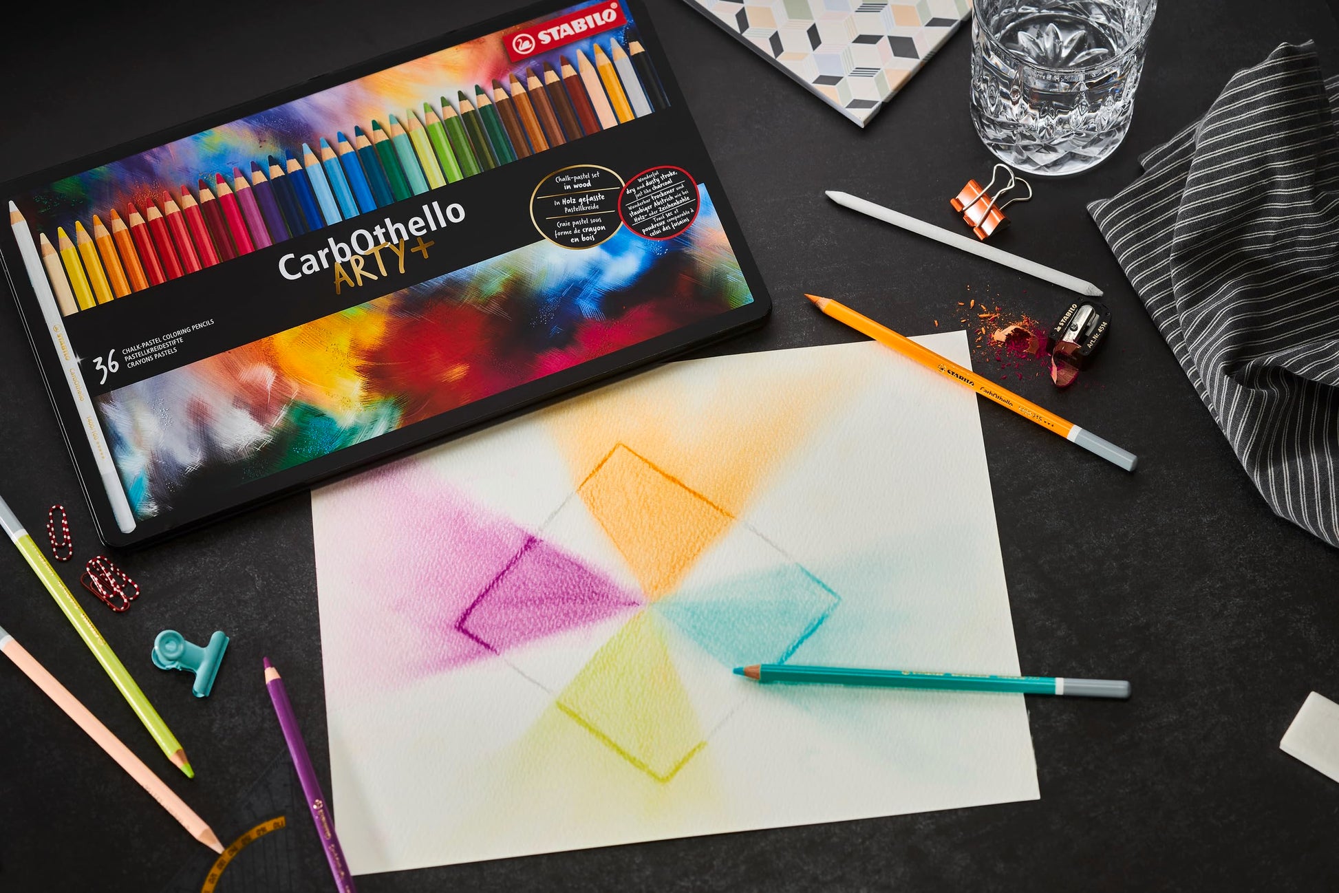 Lápiz Pastel STABILO ARTY+ Multicolor Estuche Metálico Set de 24 Piezas
