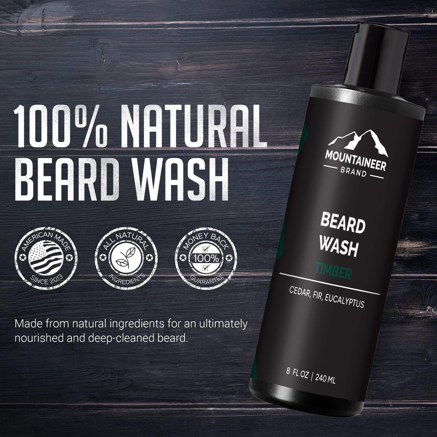 Mountaineer Brand All-Natural Beard Wash WV Timber, 8 Ounce
