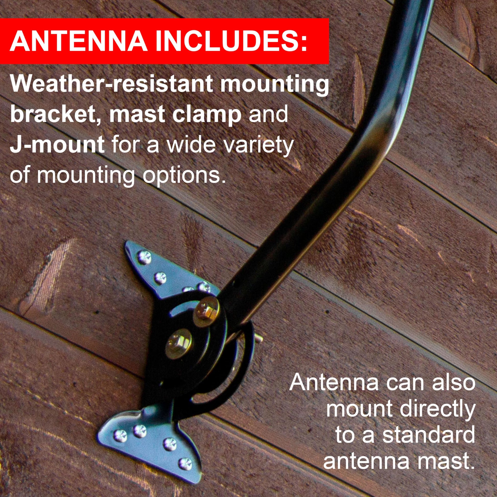 GE Antena de TV para Exteriores, Largo Alcance, Resistente a la Interperie, Compatible con 4K, 1080p, UHF, VHF, Antena Digital HDTV, Montaje Tipo J para Variedad de Montajes, Multiples TVs, 29884
