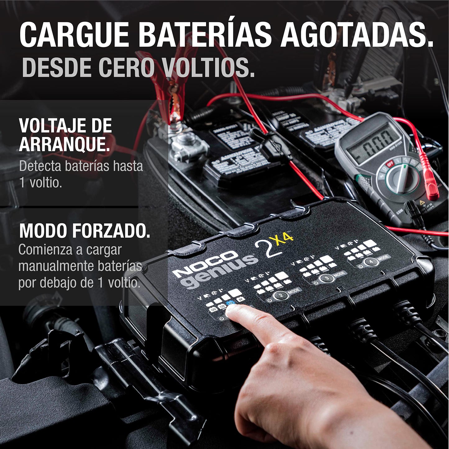 NOCO GENIUS2X4: Cargador Inteligente 6V/12V 8A de 4 Bancos (2A por Banco) – Mantenedor automático, Cargador Lento y desulfatador con protección contra sobrecarga – para baterías de Plomo y Litio